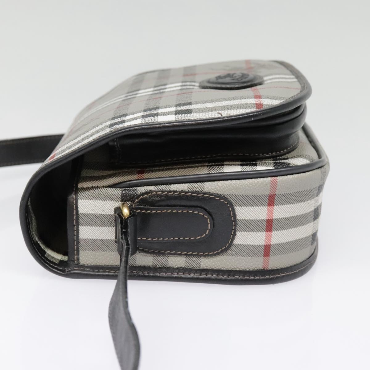 Burberry Nova Check Shoulder Bag Pvc Leather Gray Gold - 5