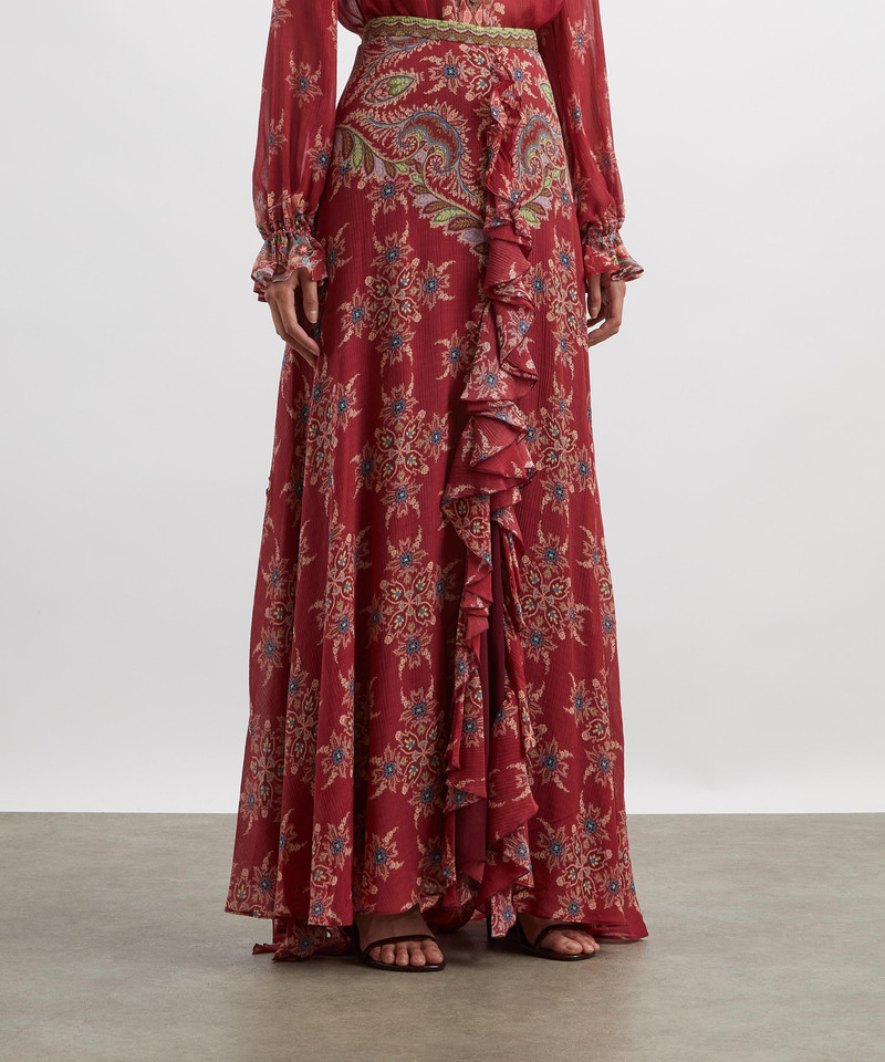 Etro Silk-Blend Paisley Print Maxi Skirt outlook