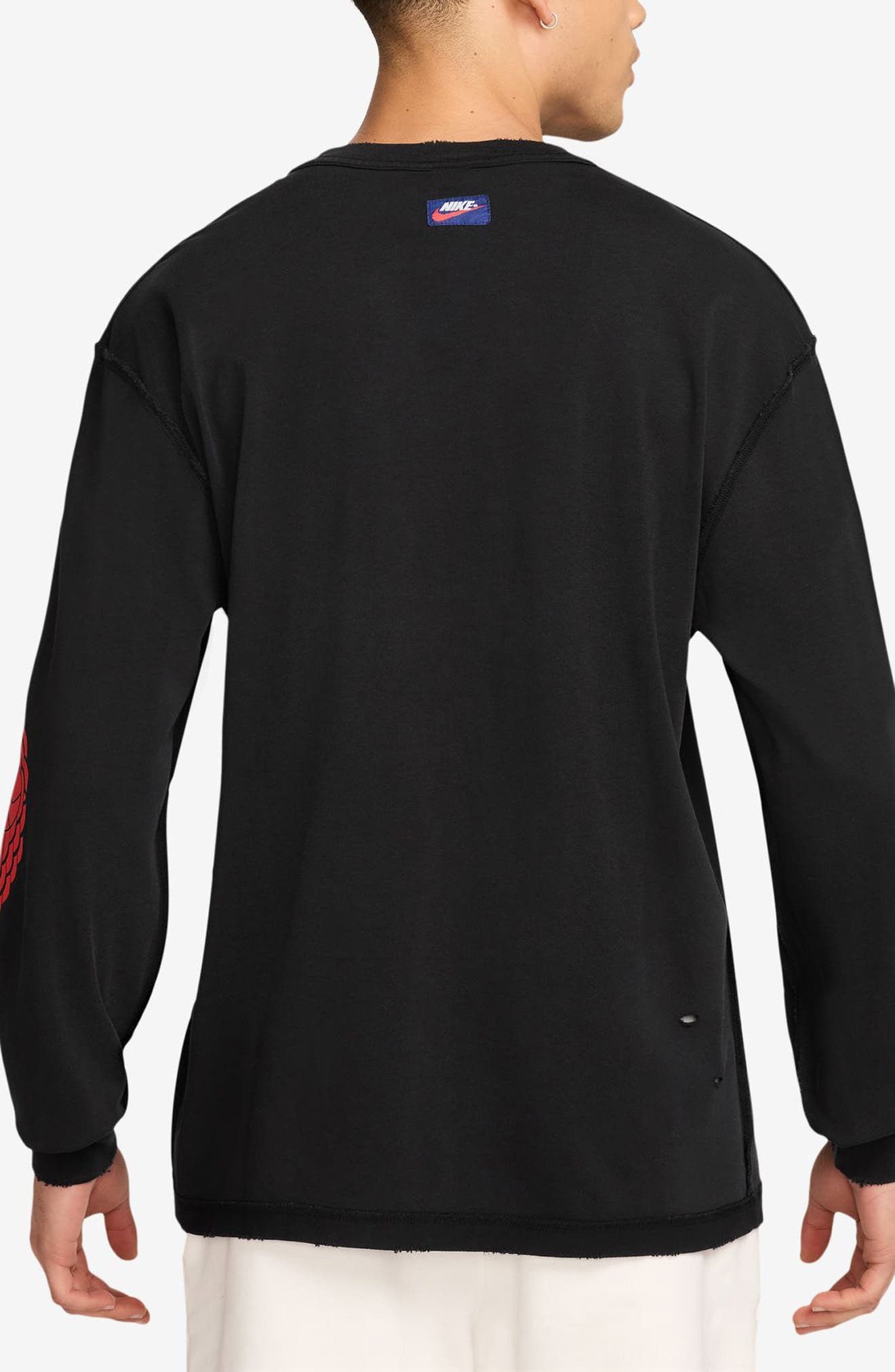 Jordan Rare Air Distressed Long Sleeve Graphic T-Shirt in Black/Chile Red at Nordstrom - 2