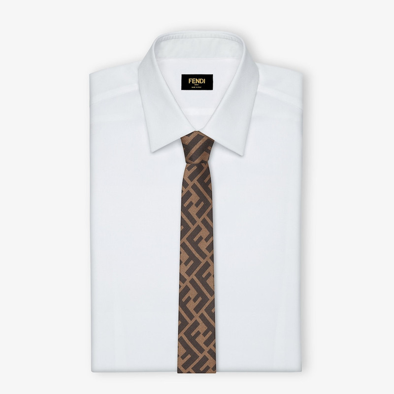 FENDI Brown silk necktie outlook