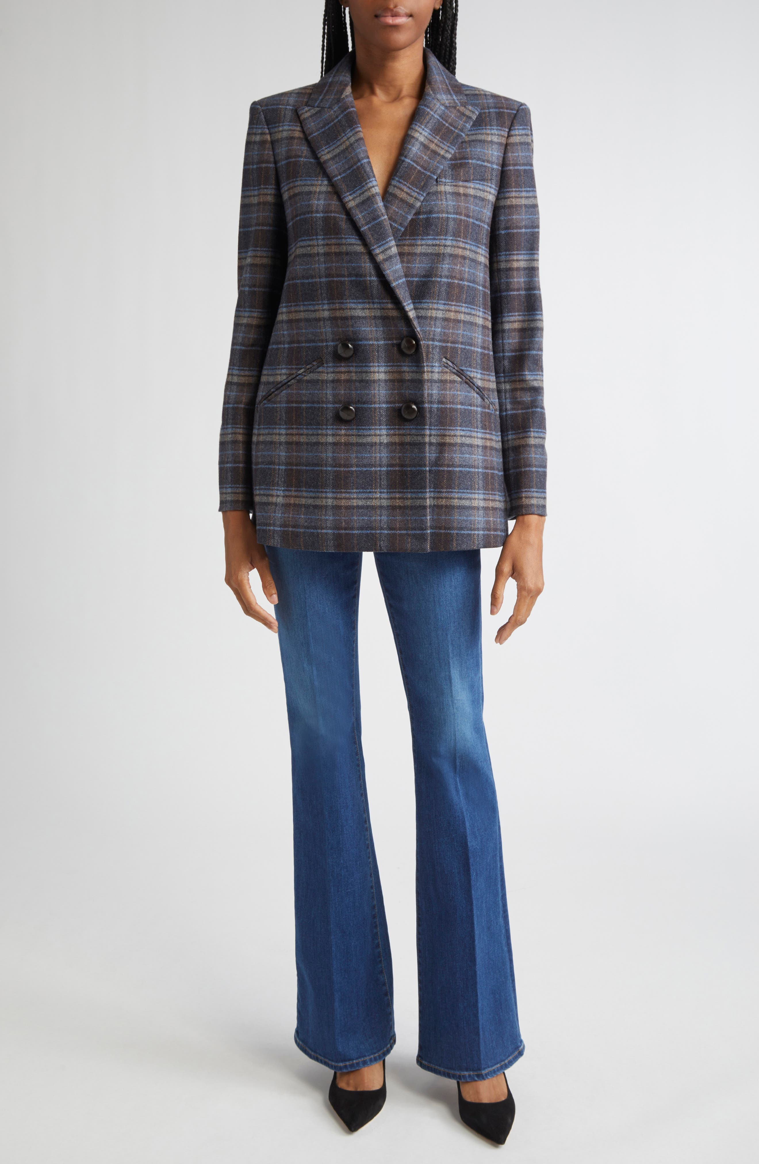 Veronica Beard Oria Plaid Wool Blend Dickey Jacket in Blue Multi at Nordstrom - 2