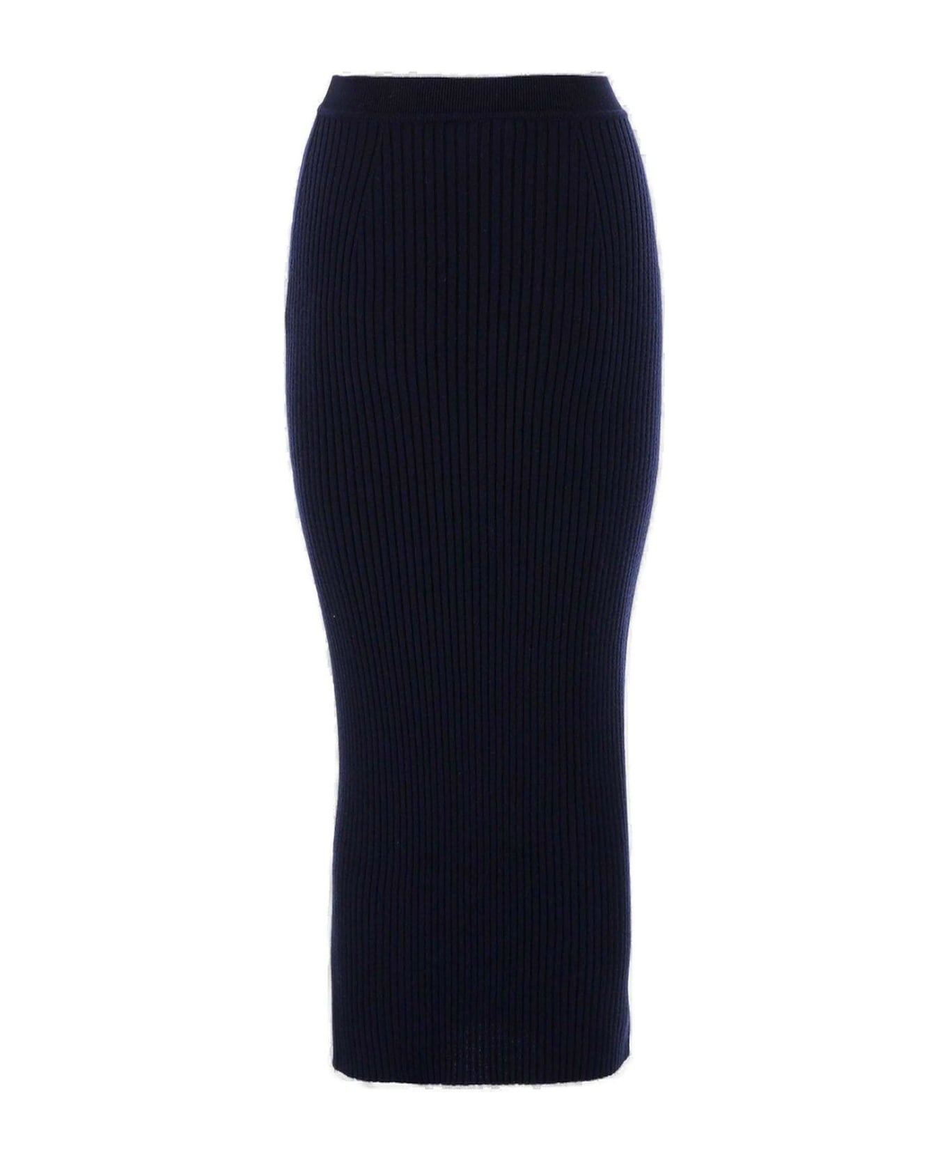 High-waisted Ribbed Pencil Skirt - 2