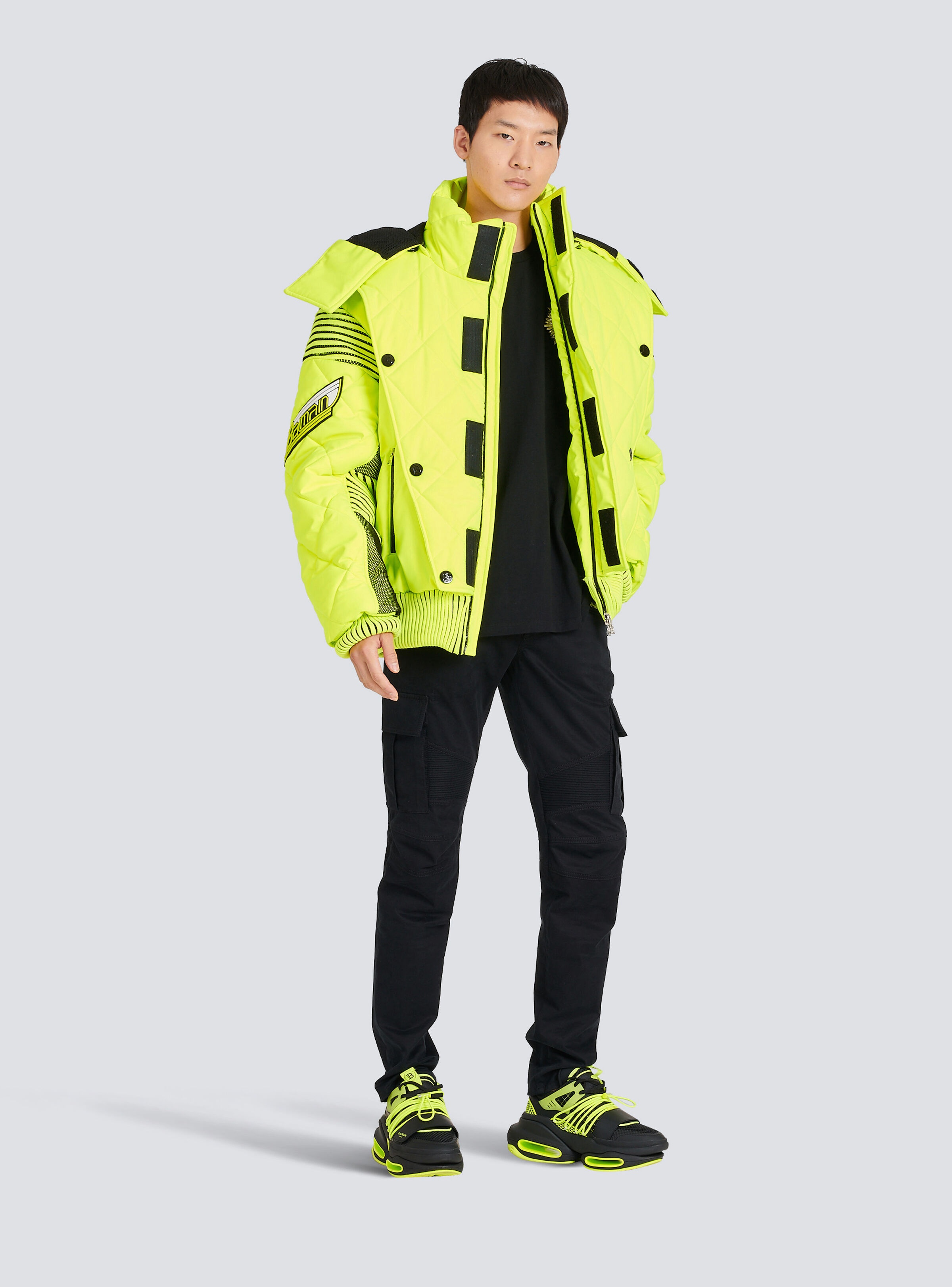 Hooded neon quilted jacket - 2