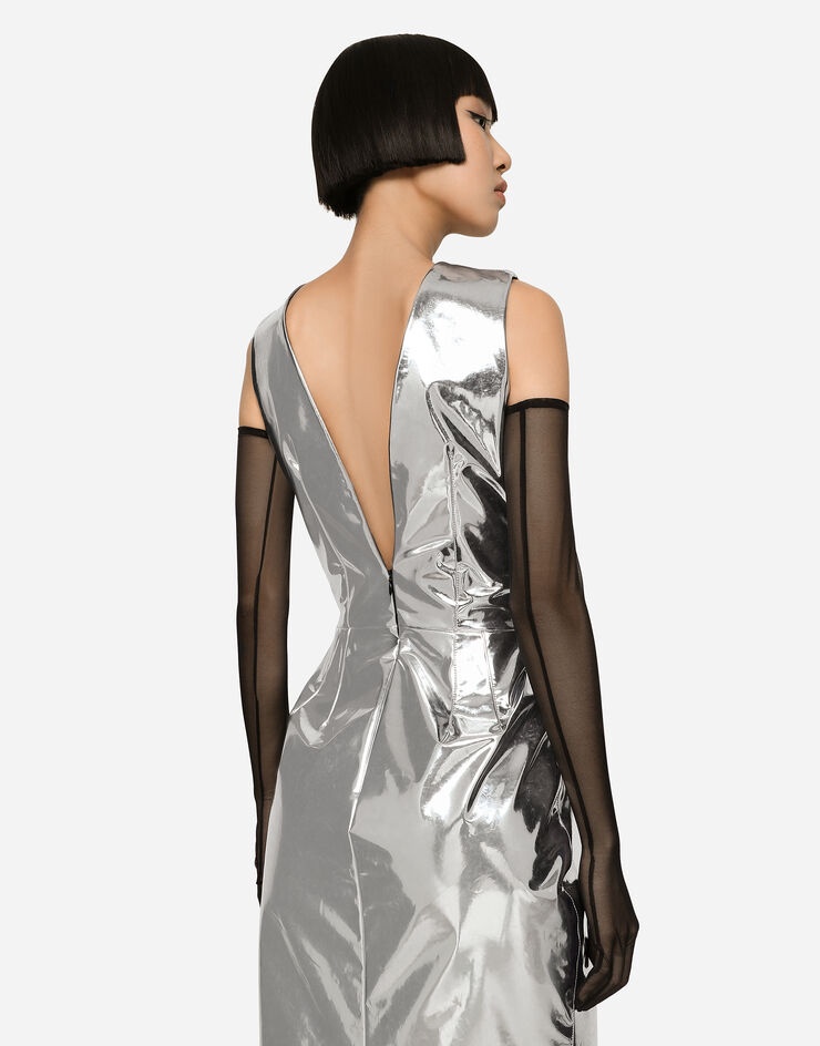 Foiled jersey calf-length dress - 5