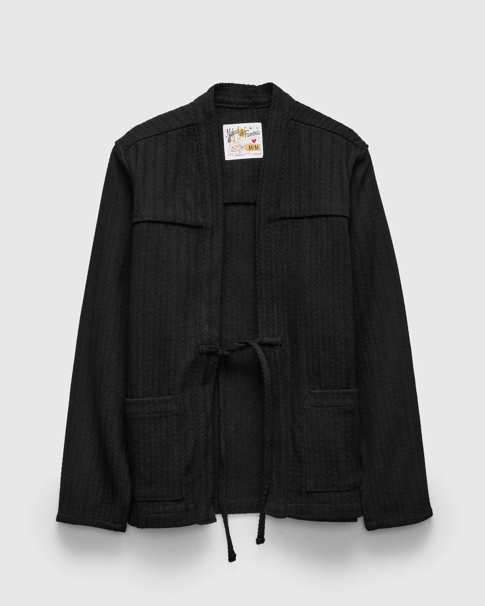"Sugiaya" Kimono Shirt in Black - 1