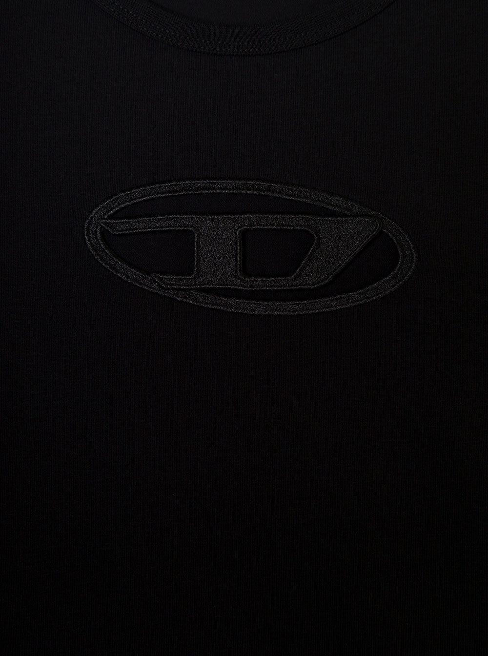 Diesel Women 'T-Angie' Black Crewneck T-Shirt With Oval D Logo Embroidery On The Front In Cotton Str - 3