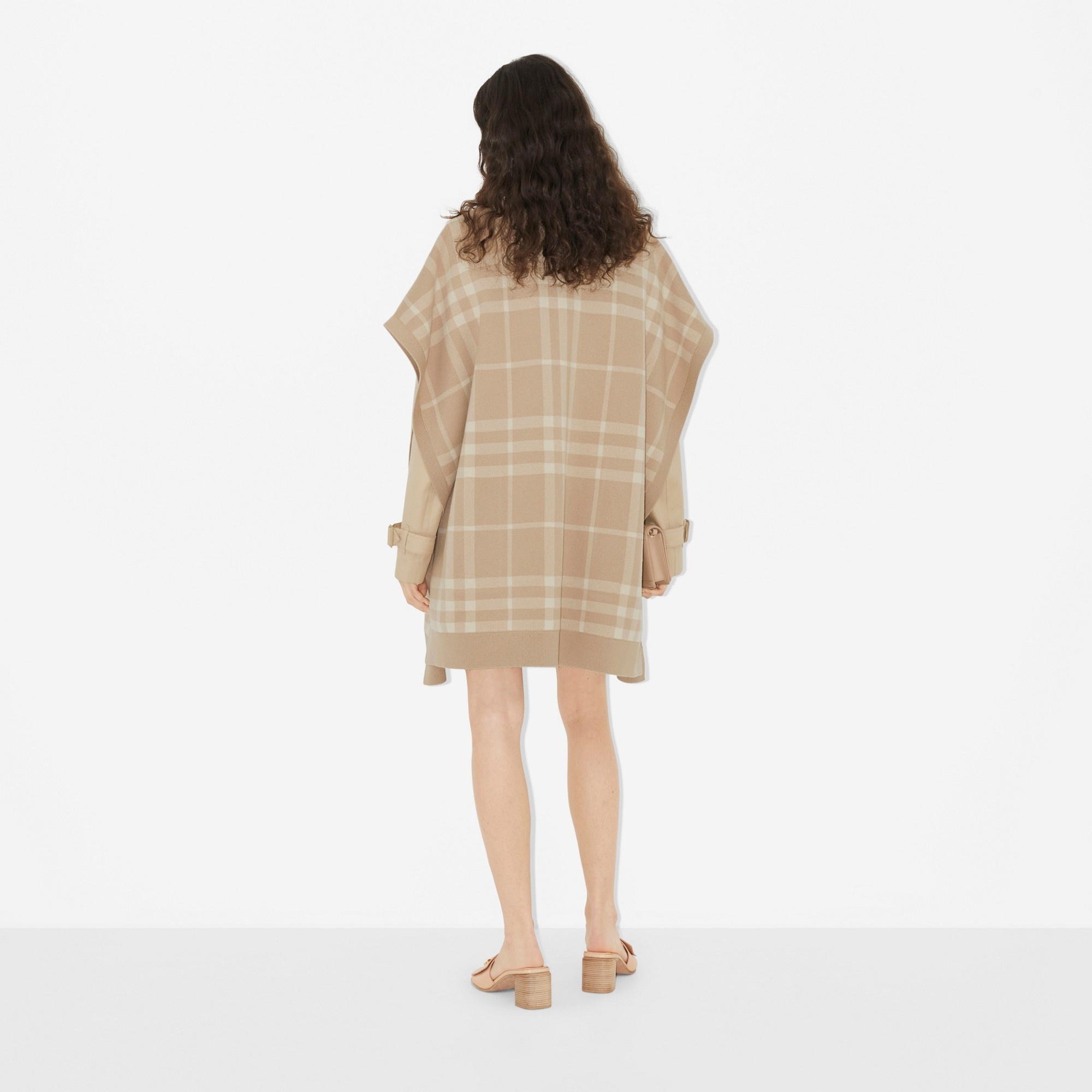 Check Wool Cashmere Jacquard Cape - 4