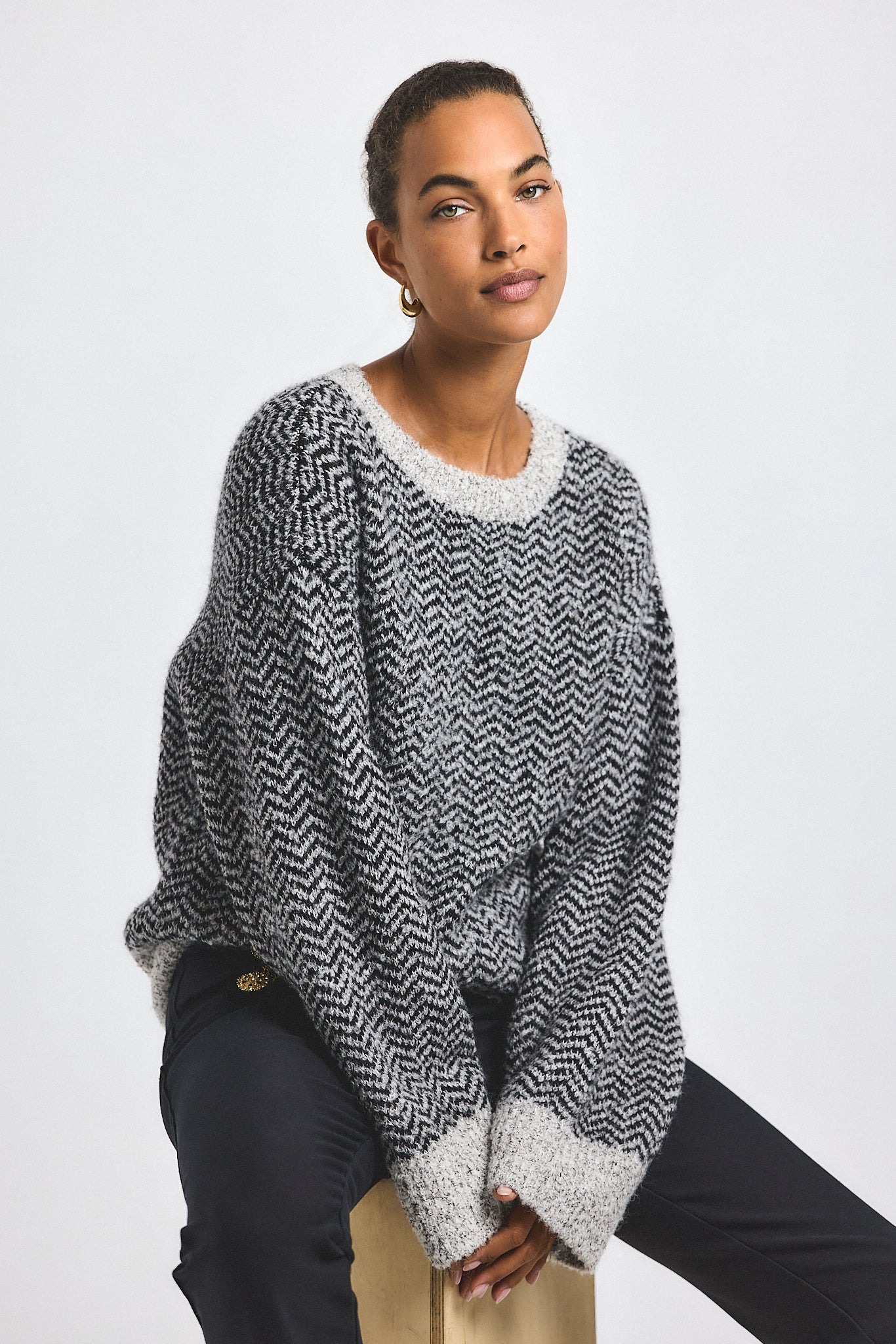 ASTRID HERRINGBONE KNIT SWEATER - 3