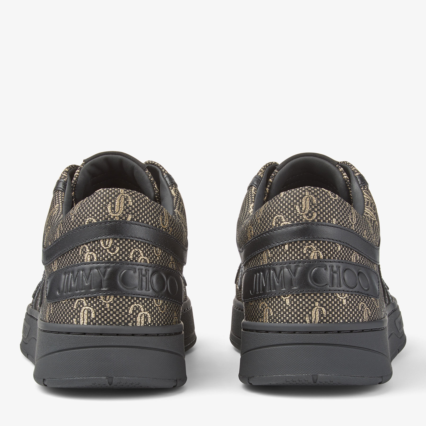 Hawaii/M
Black and Gold JC Monogram Jacquard Lurex and Leather Low-Top Trainers - 6