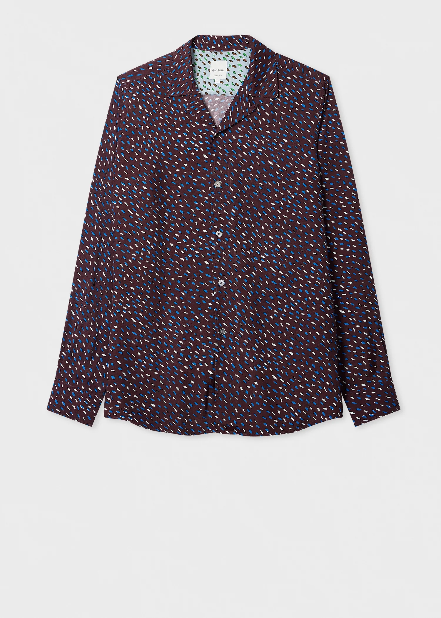 Burgundy 'Screen Dance' Print Viscose Shirt - 1