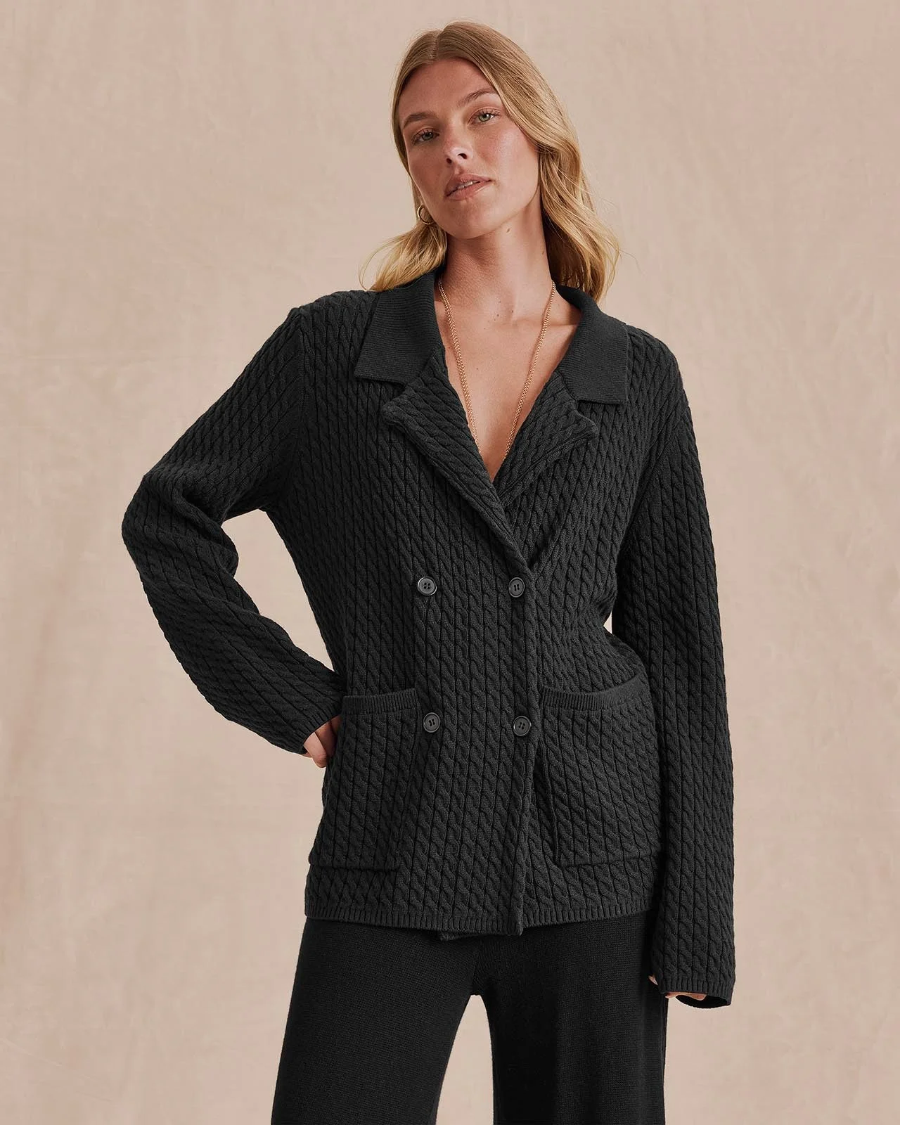 Annika Cable Sweater Blazer - 1