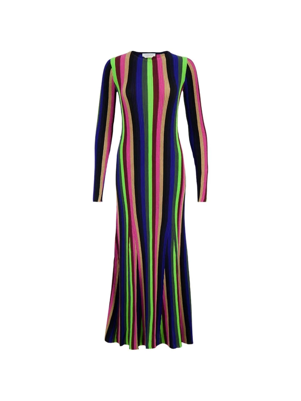 striped-pattern long-sleeve dress - 1