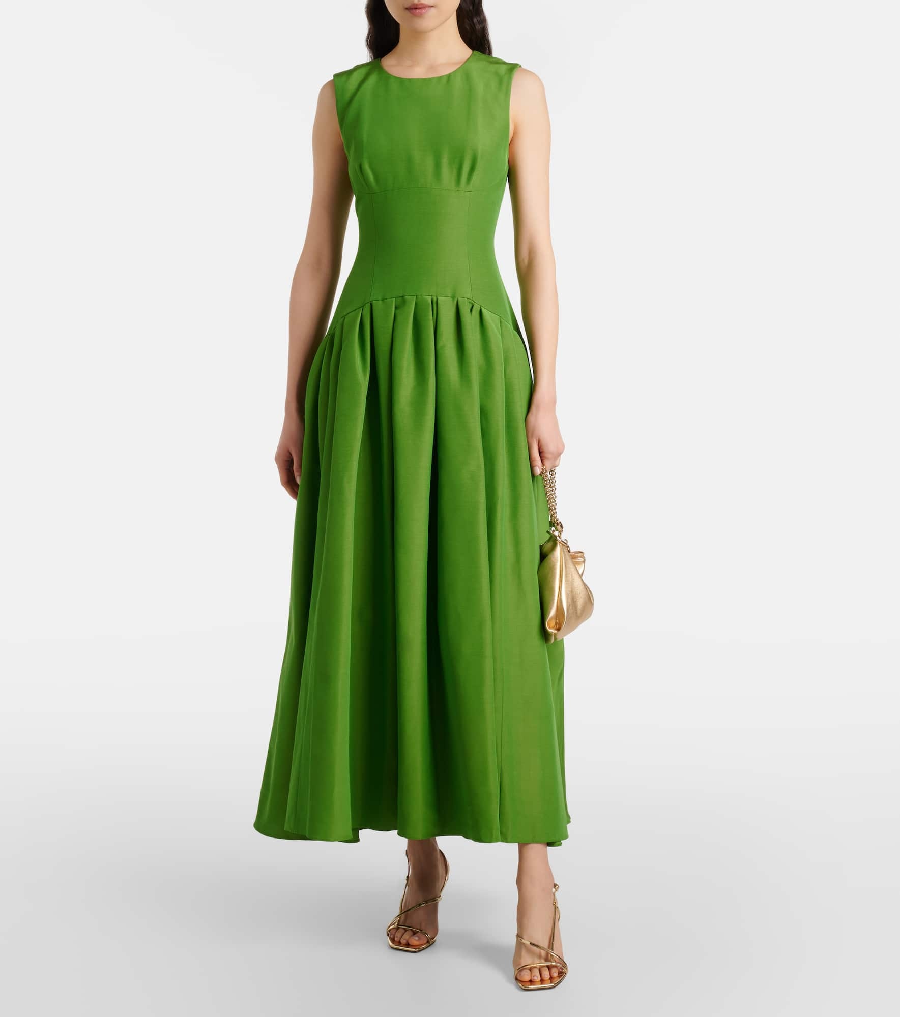 Pleated cotton-blend maxi dress - 2