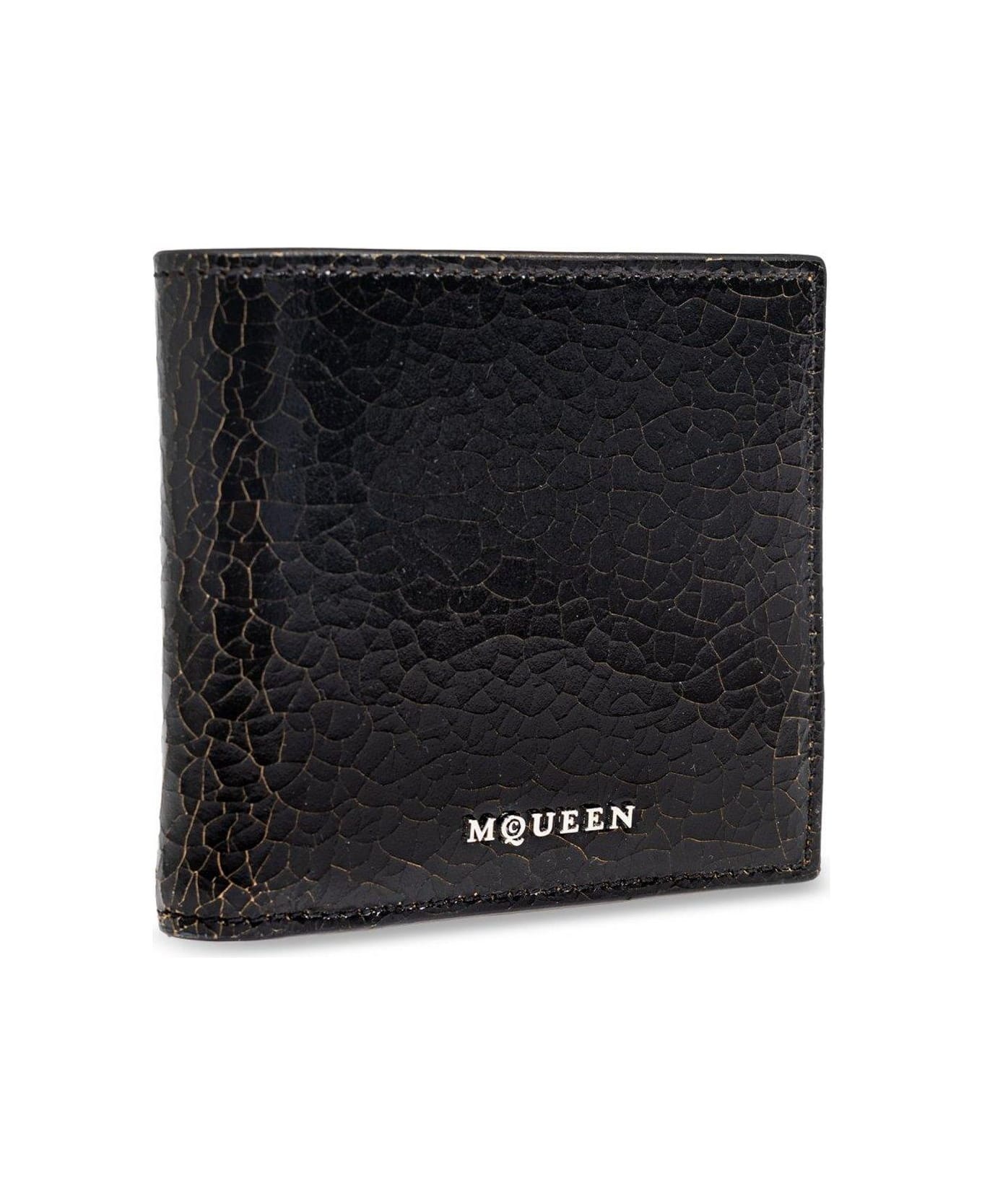Crackled Logo Lettering Bi-fold Wallet - 3