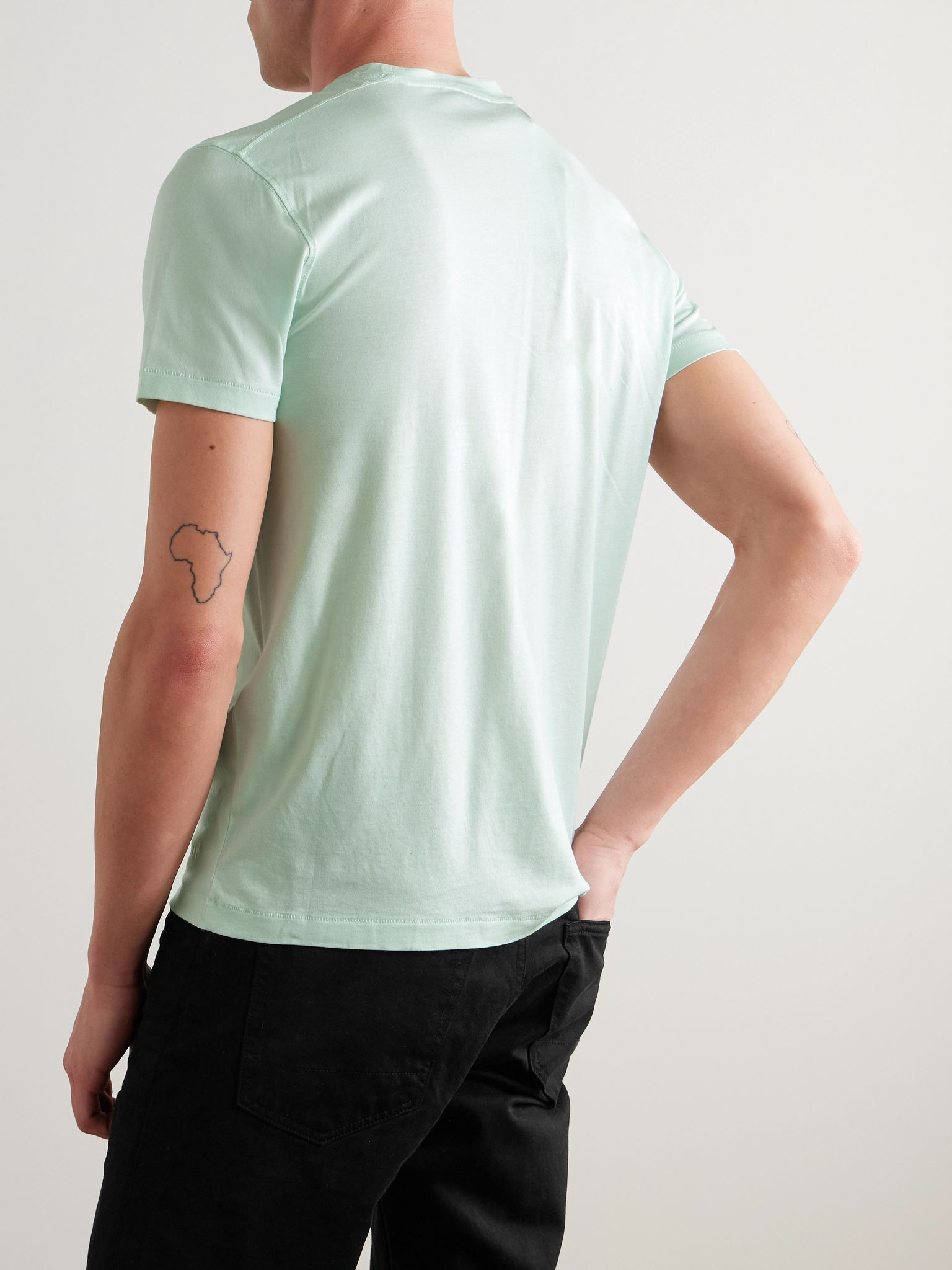 Slim-Fit Lyocell and Cotton-Blend Jersey T-Shirt Mint - 4