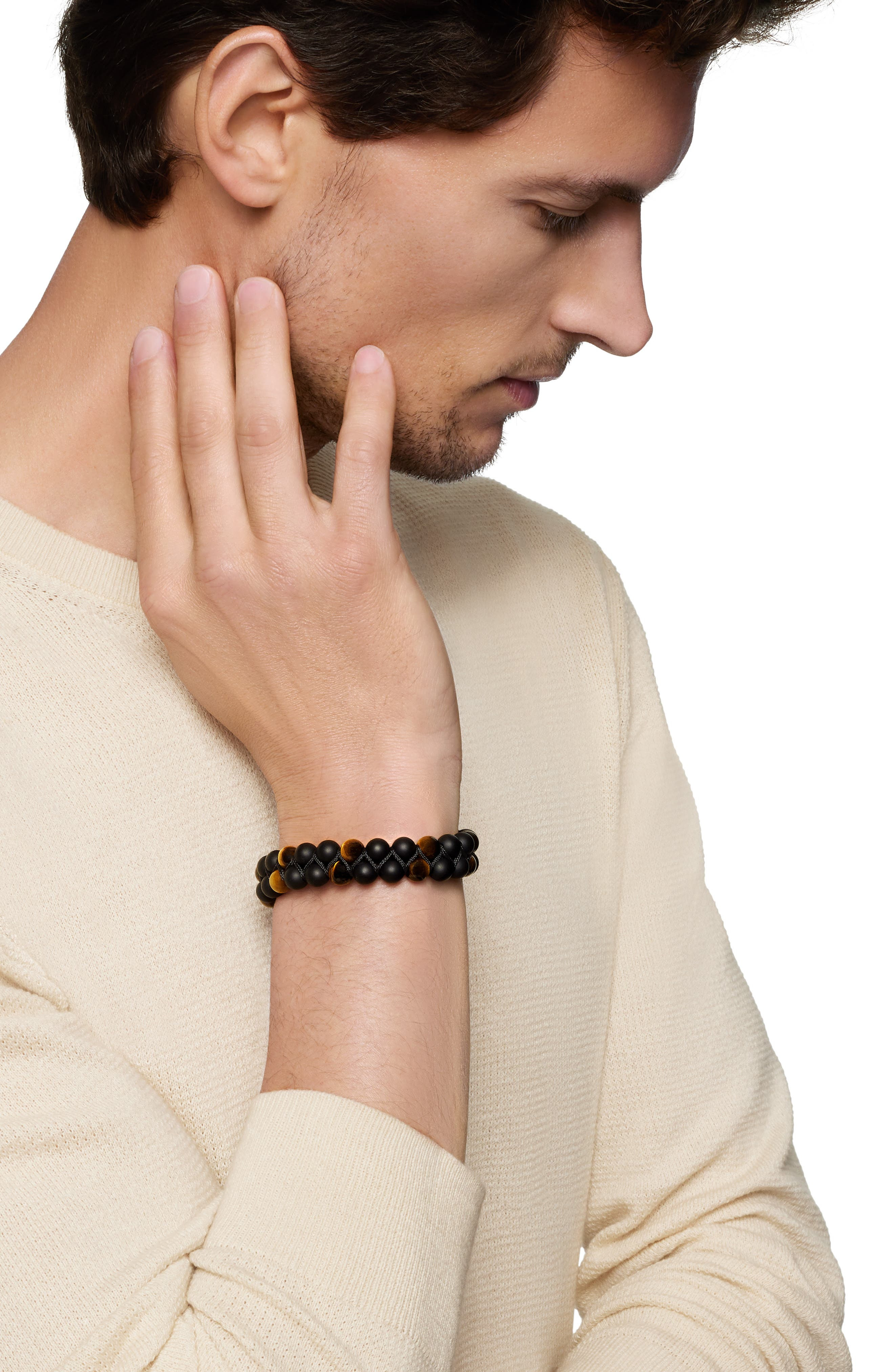 David Yurman Spiritual Beads Two Row Woven Bracelet, 8mm in Zdnublack Onyx at Nordstrom - 4