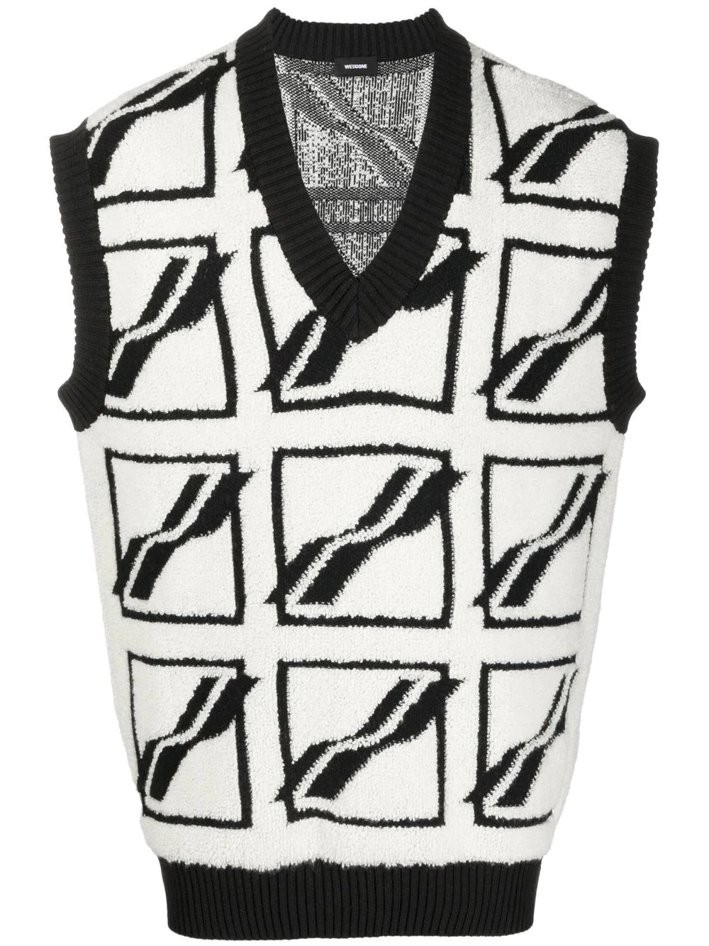 sleeveless abstract-knit jumper - 1