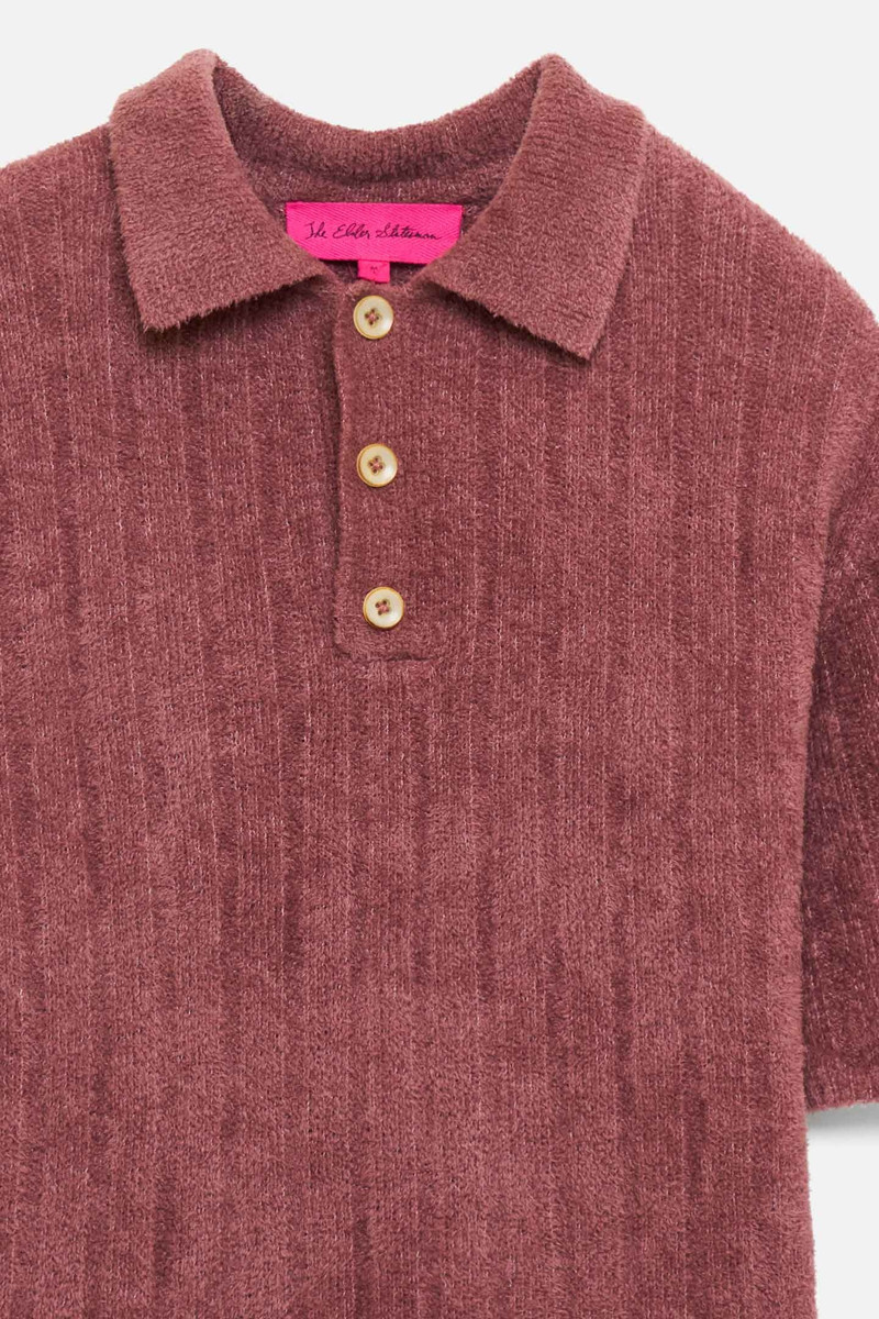 The Elder Statesman CHENILLE RIB SHORT-SLEEVED POLO outlook