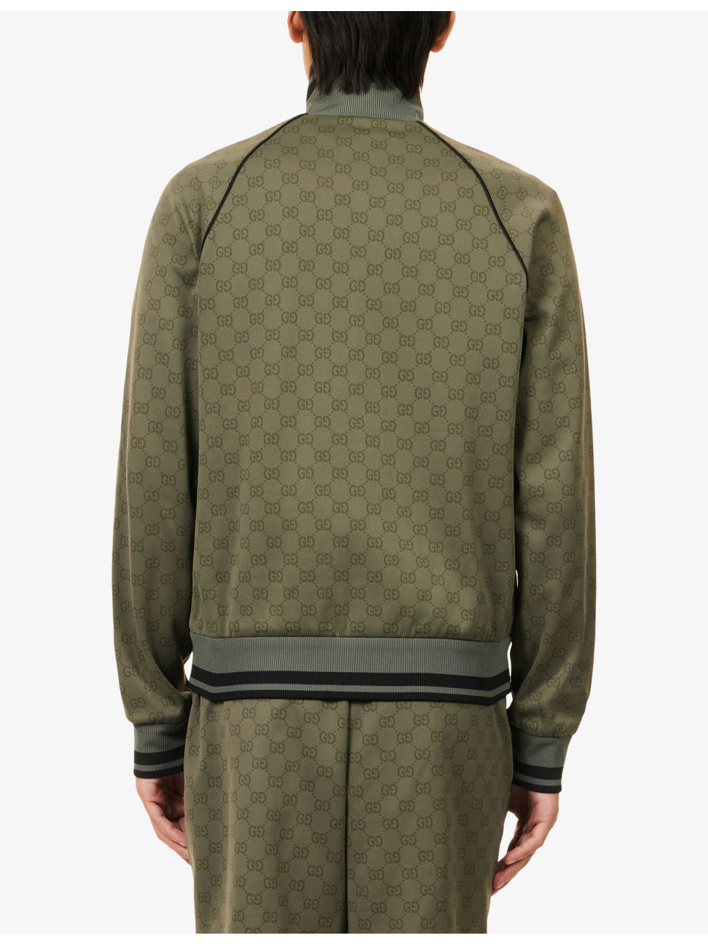 Monogram-Print Striped-Trims Woven Jacket - 4