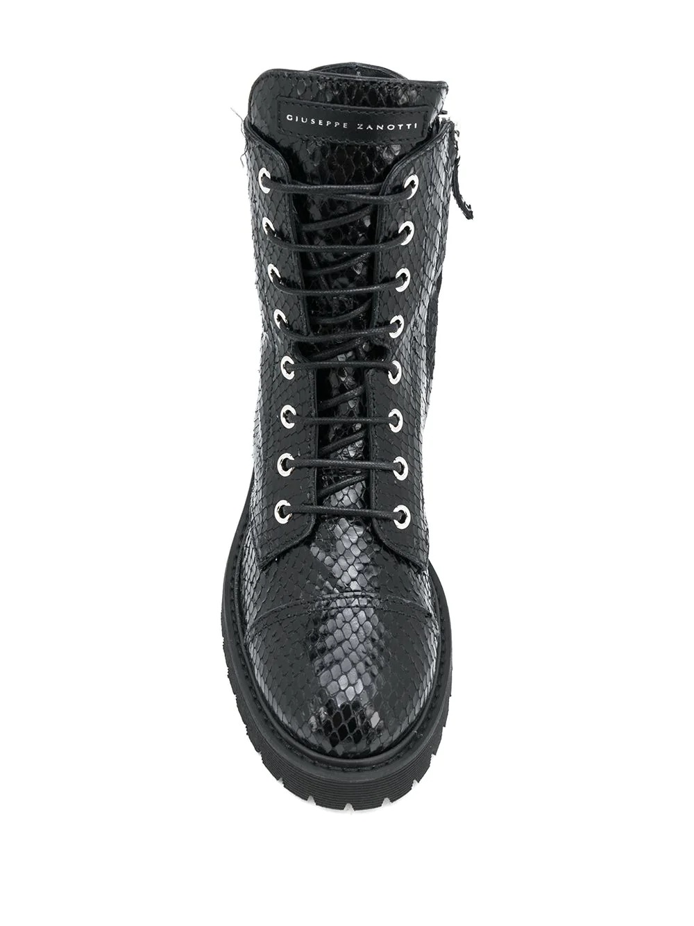 snake-effect combat boots - 4