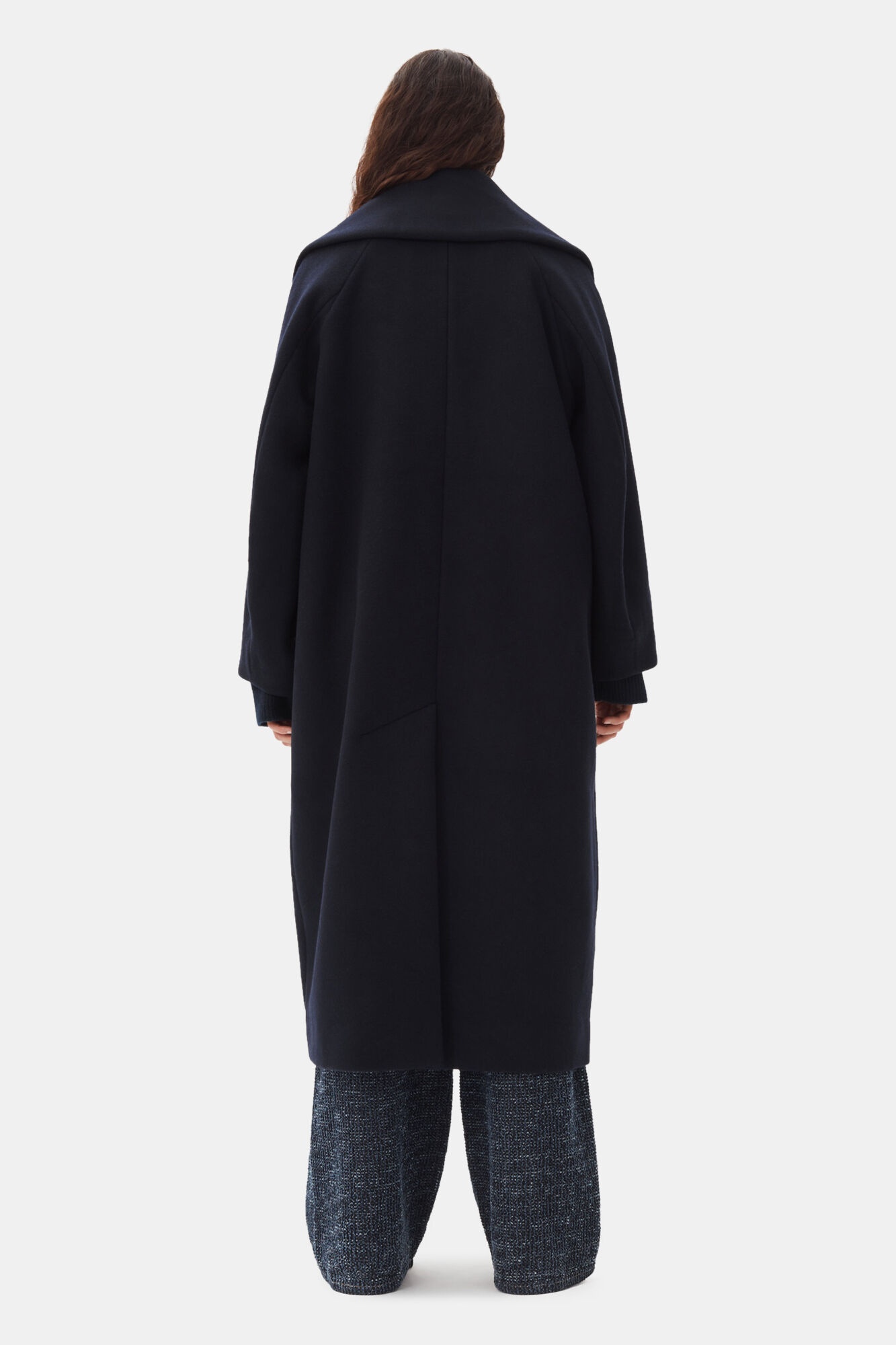 DARK BLUE WOOL COAT - 5