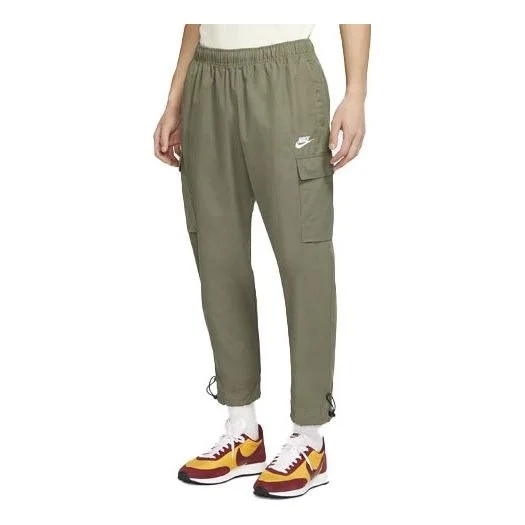 Nike Sportswear 로고 작은 상표에 의하여 수를 놓는 길쌈된 화물 긴 바지 녹색 육군 녹색 CU4326-380 - 1