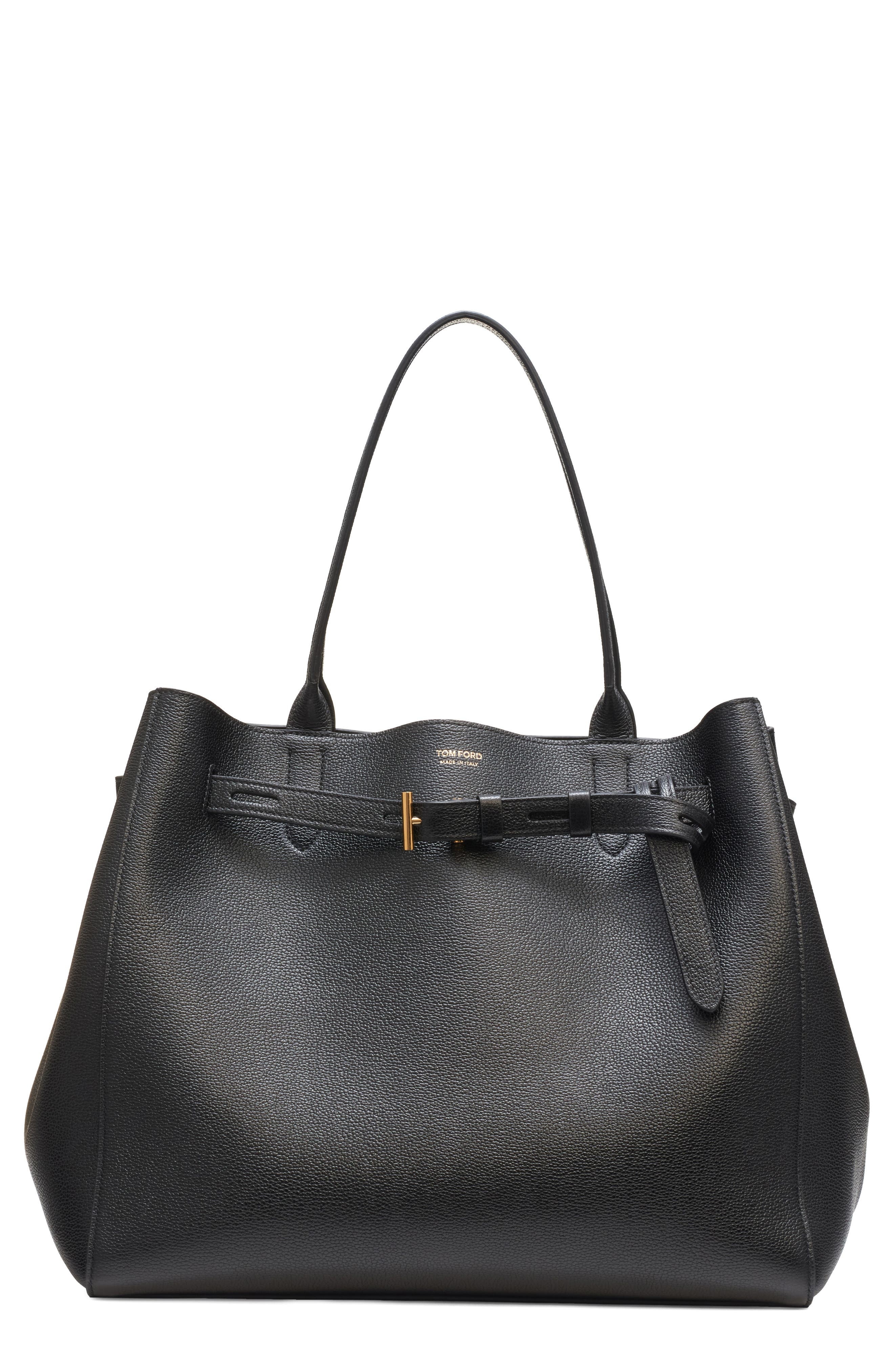 TOM FORD Large Audrey Grained Leather Tote in 1N001 Black at Nordstrom - 1