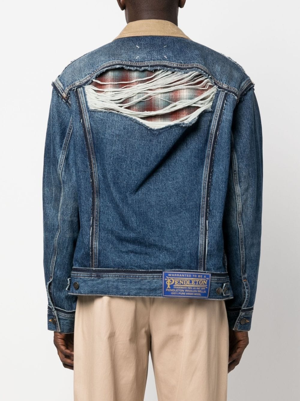 ripped-detail denim jacket - 4