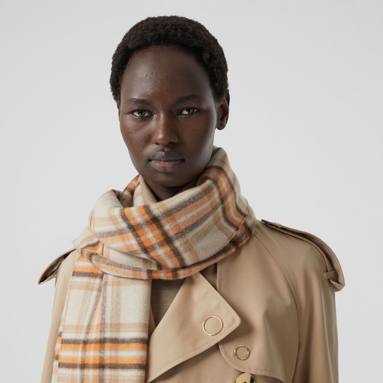 Reversible Check and Icon Stripe Cashmere Scarf - 3