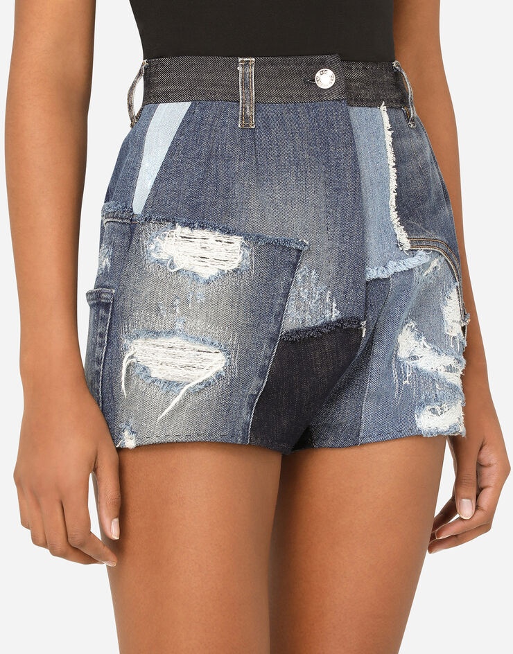 Patchwork denim shorts - 5