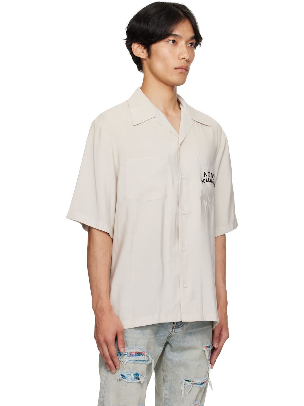 Taupe 'AMIRI Hollywood' Bowling Shirt - 2