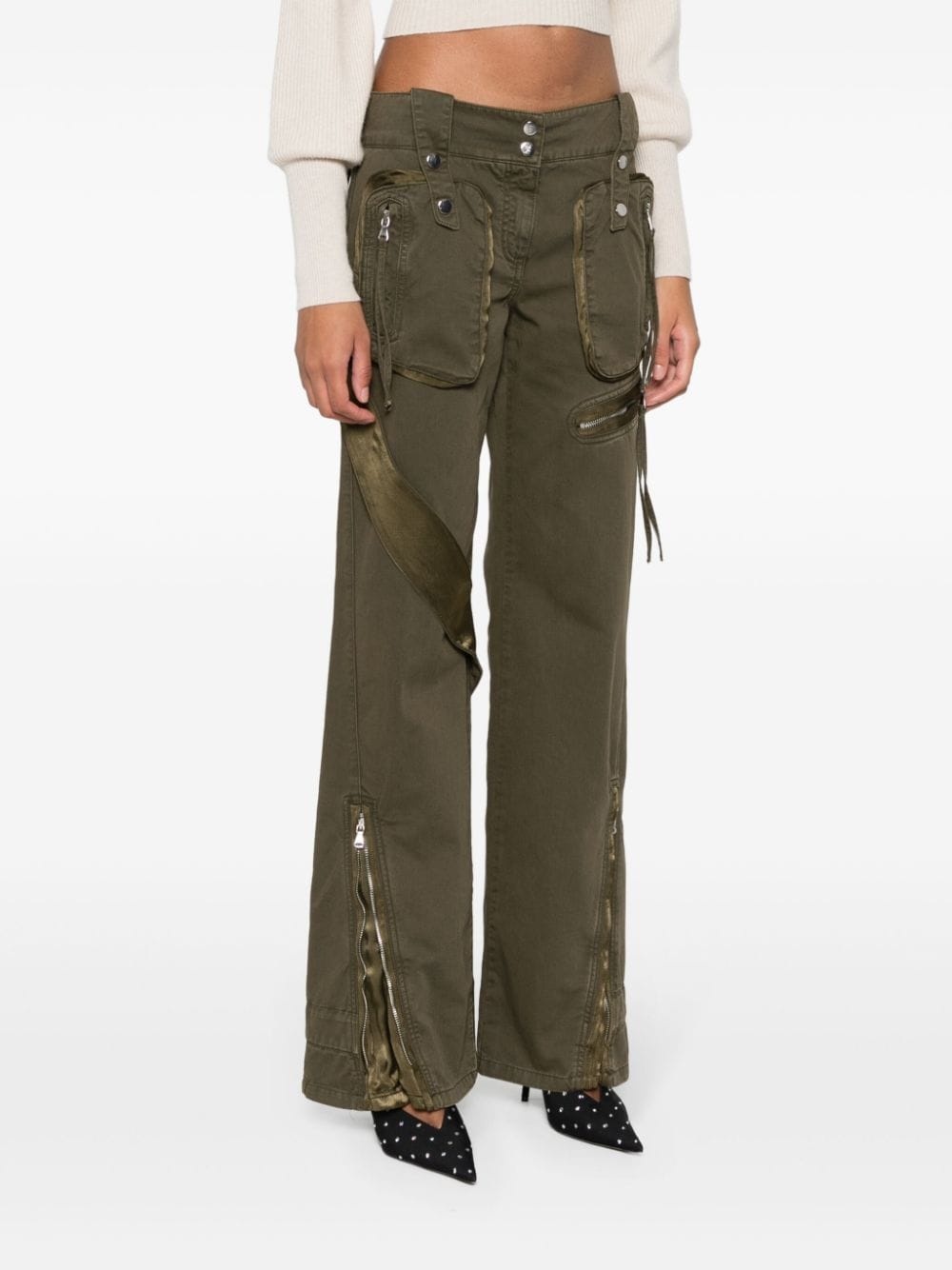 satin-insert cargo trousers - 3