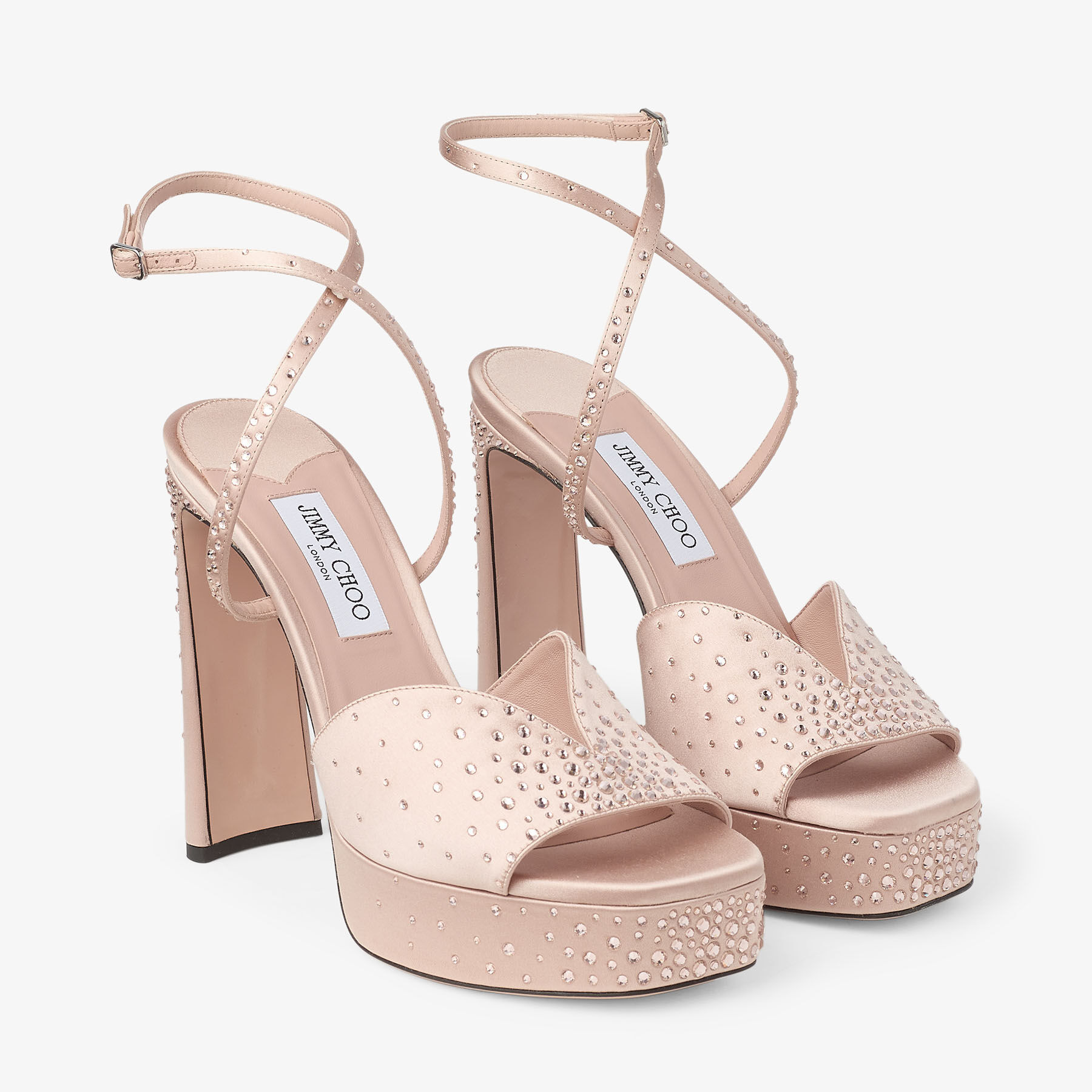 Karli Platform 125
Macaron Satin Platform Sandals with Crystal Hotfix - 2
