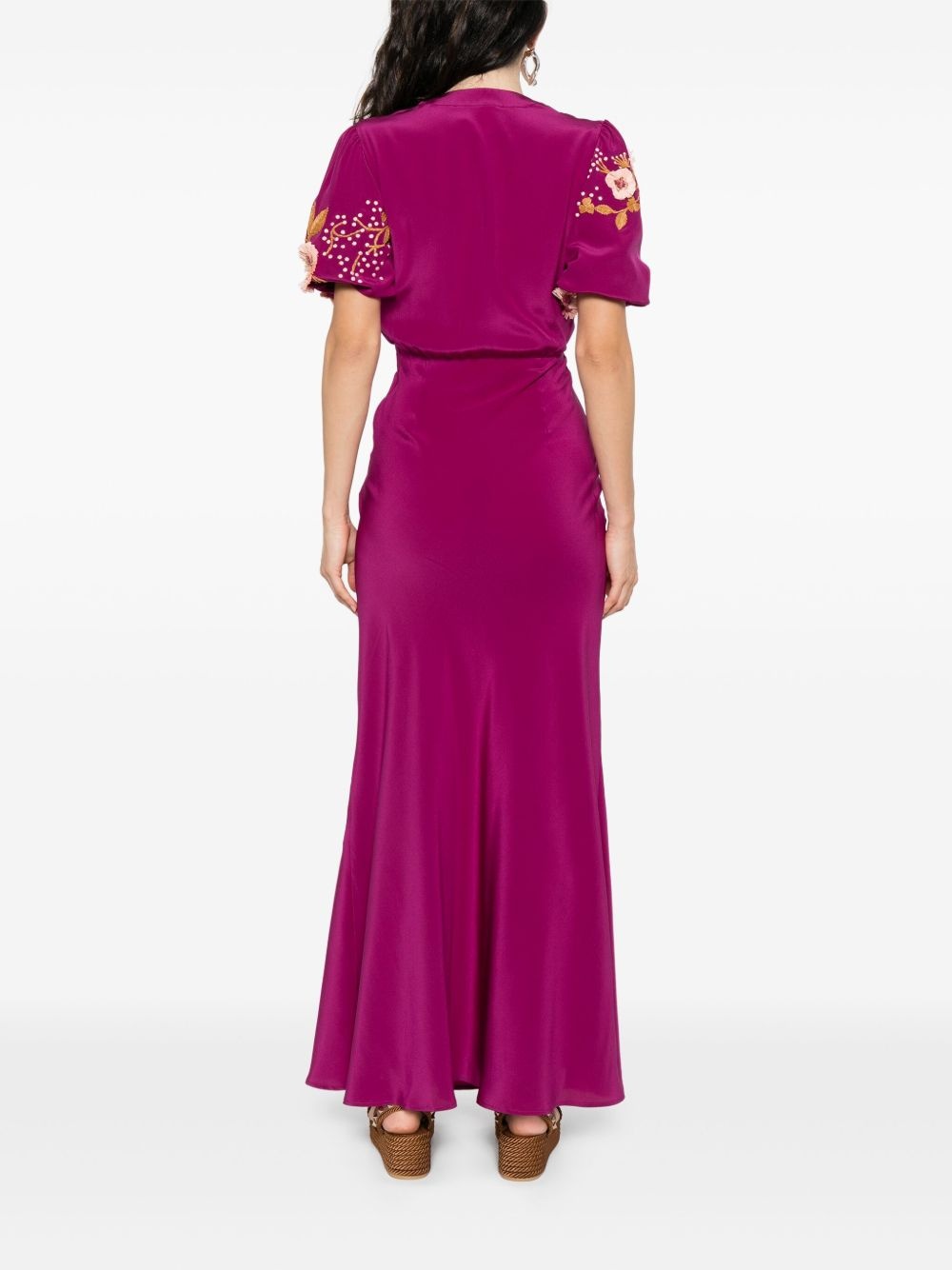 silk v-neck dress - 4