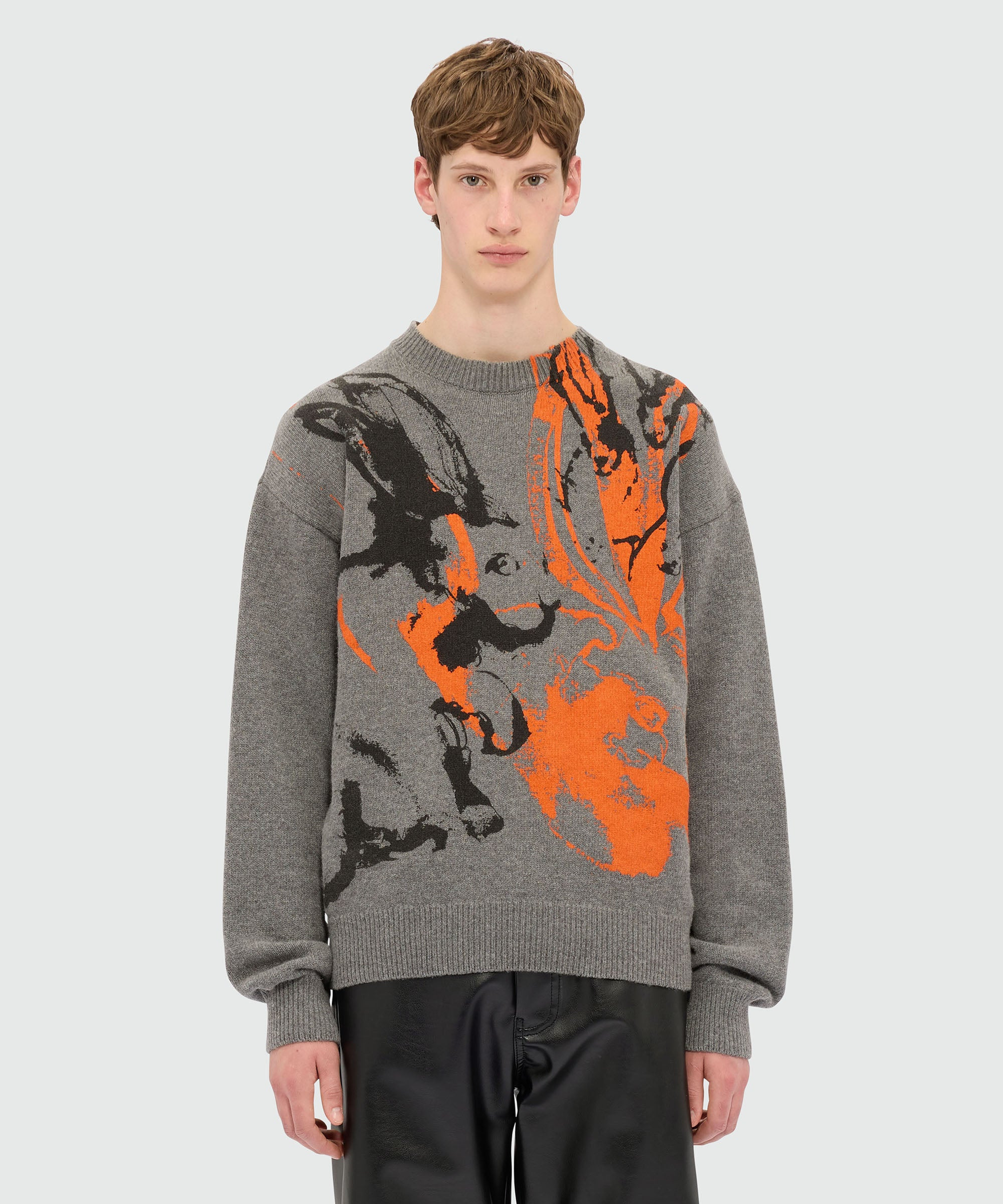 Grey sweater with "Sketched Bunnies" print - 2