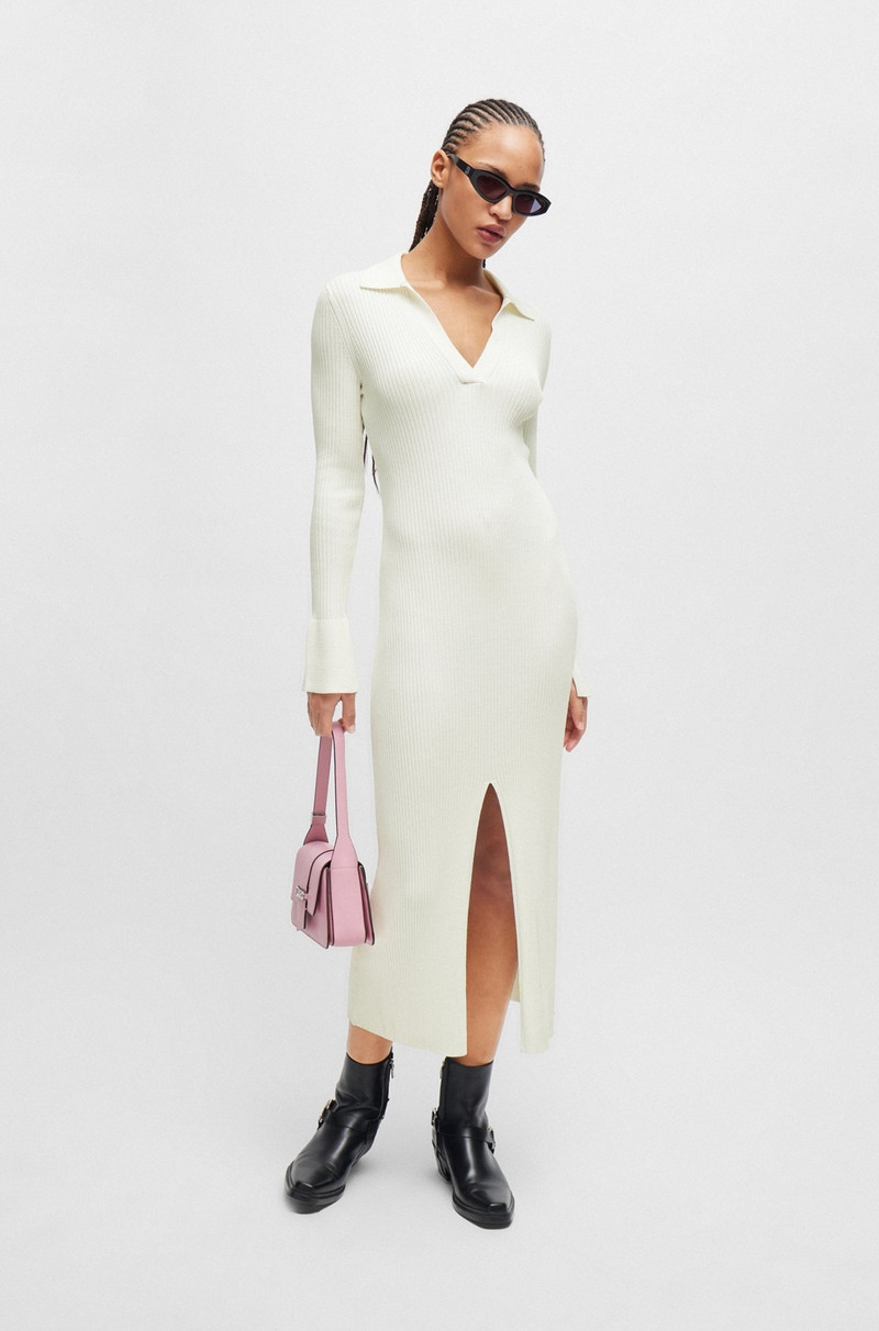 HUGO FRONT-SLIT POLO DRESS IN RIBBED CREPE outlook