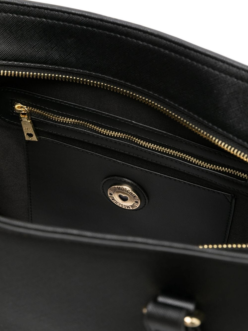 logo-plaque textured tote bag 5
