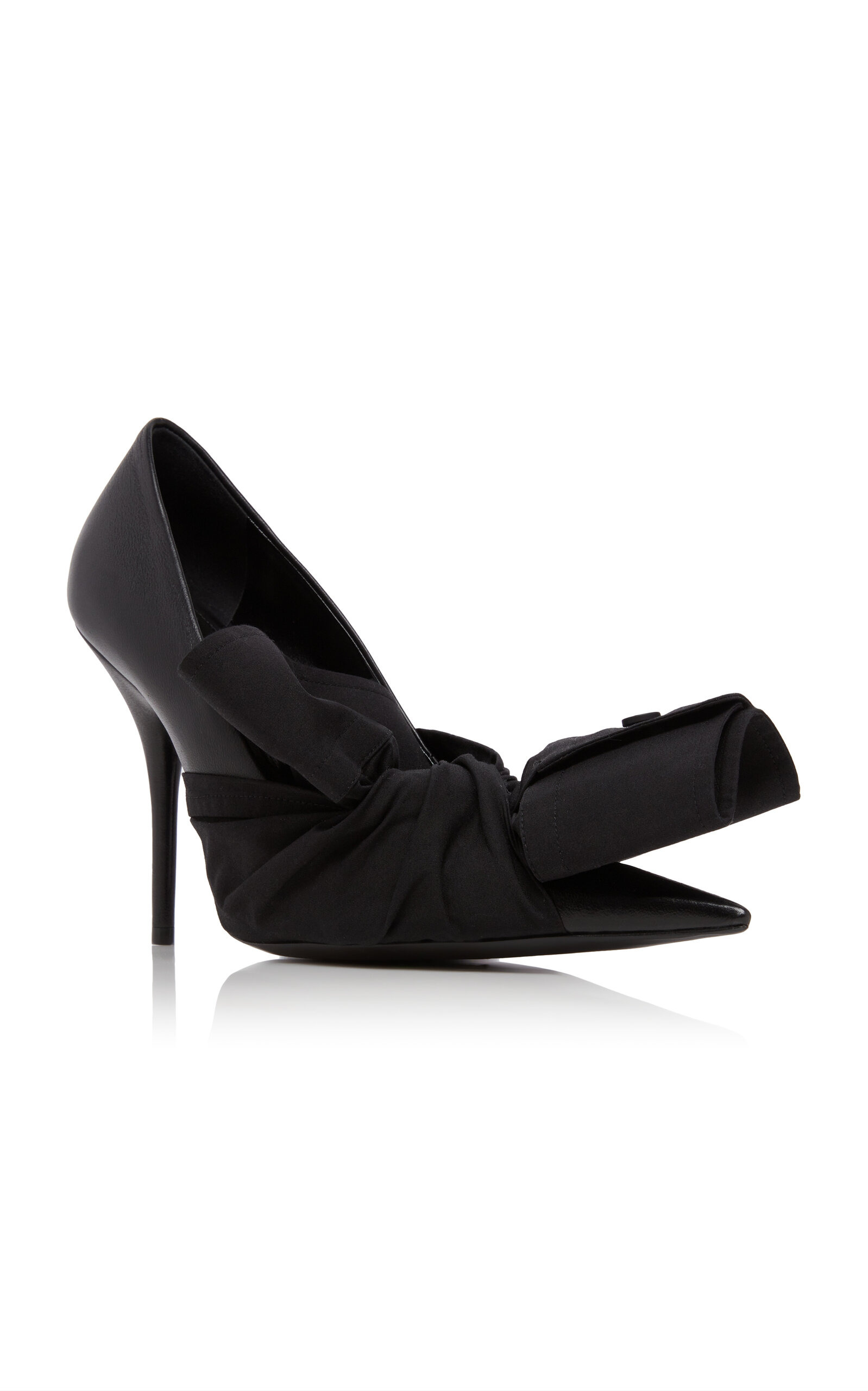 Knife Bow-Detailed Leather Pumps black - 4