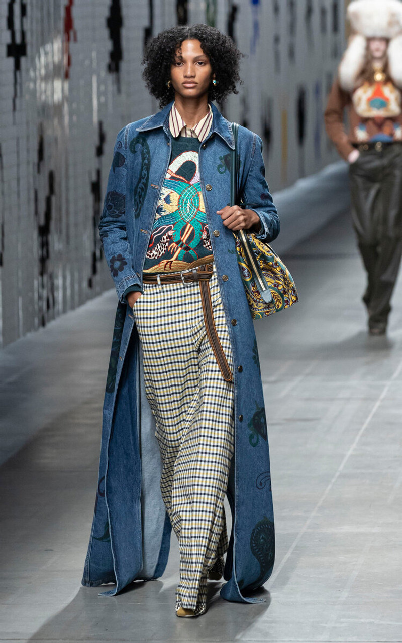 Etro Paisley Denim Coat medium wash outlook