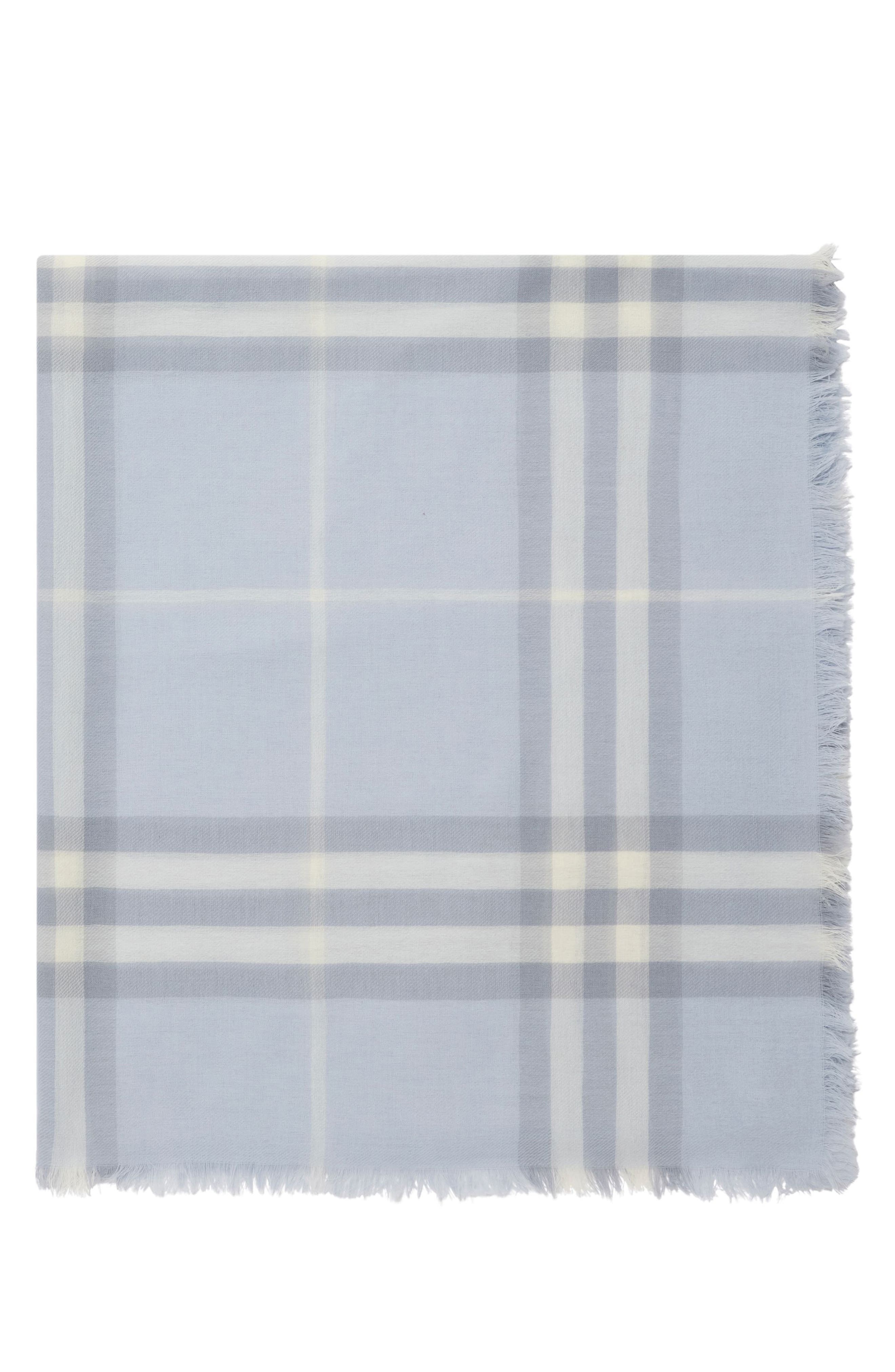 burberry Giant Check Lightweight Wool Scarf in Mist Blue at Nordstrom - 2