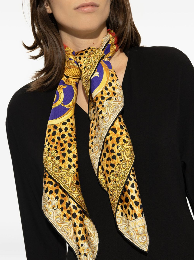 VERSACE baroque leopard print scarf outlook