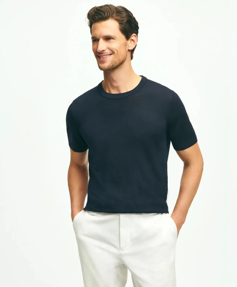 Lightweight Luxe All-Season Sweater, Short Sleeve Crewneck - 1