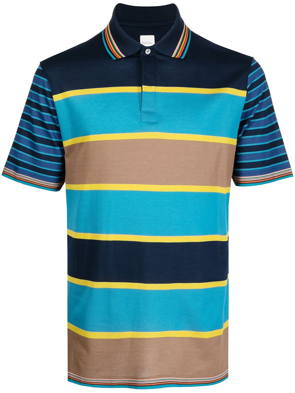 striped short-sleeved polo shirt - 1