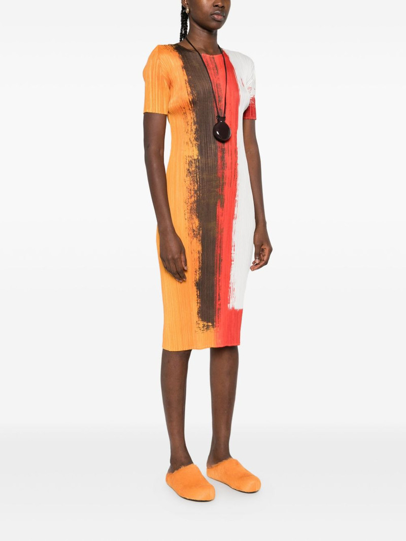 pleated paint-effect midi dress 3