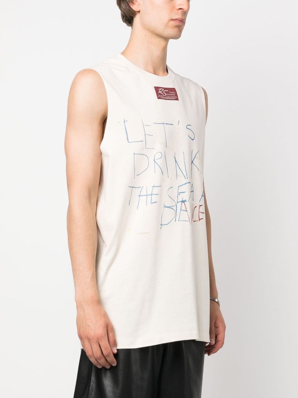 slogan-print cotton vest - 4