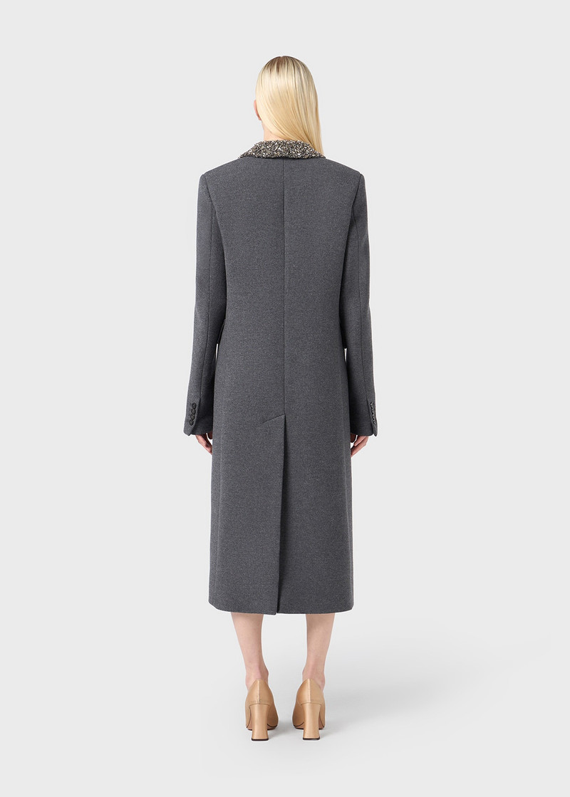 DOUBLE-BREASTED COAT WITH EMBROIDERED COLLAR 4