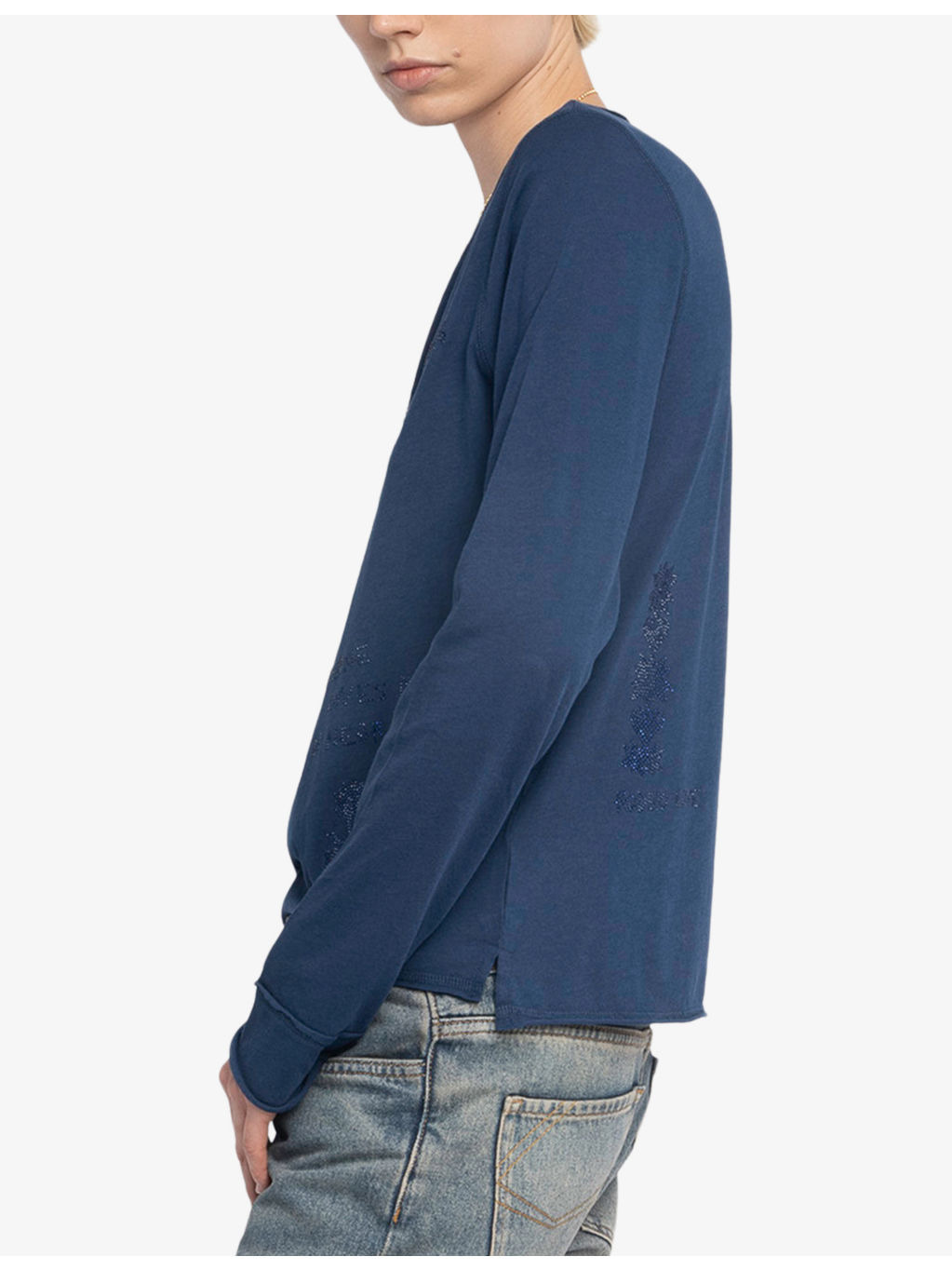 Tuni Henley-Collar Rhinestone-Embellished Cotton T-Shirt - 4