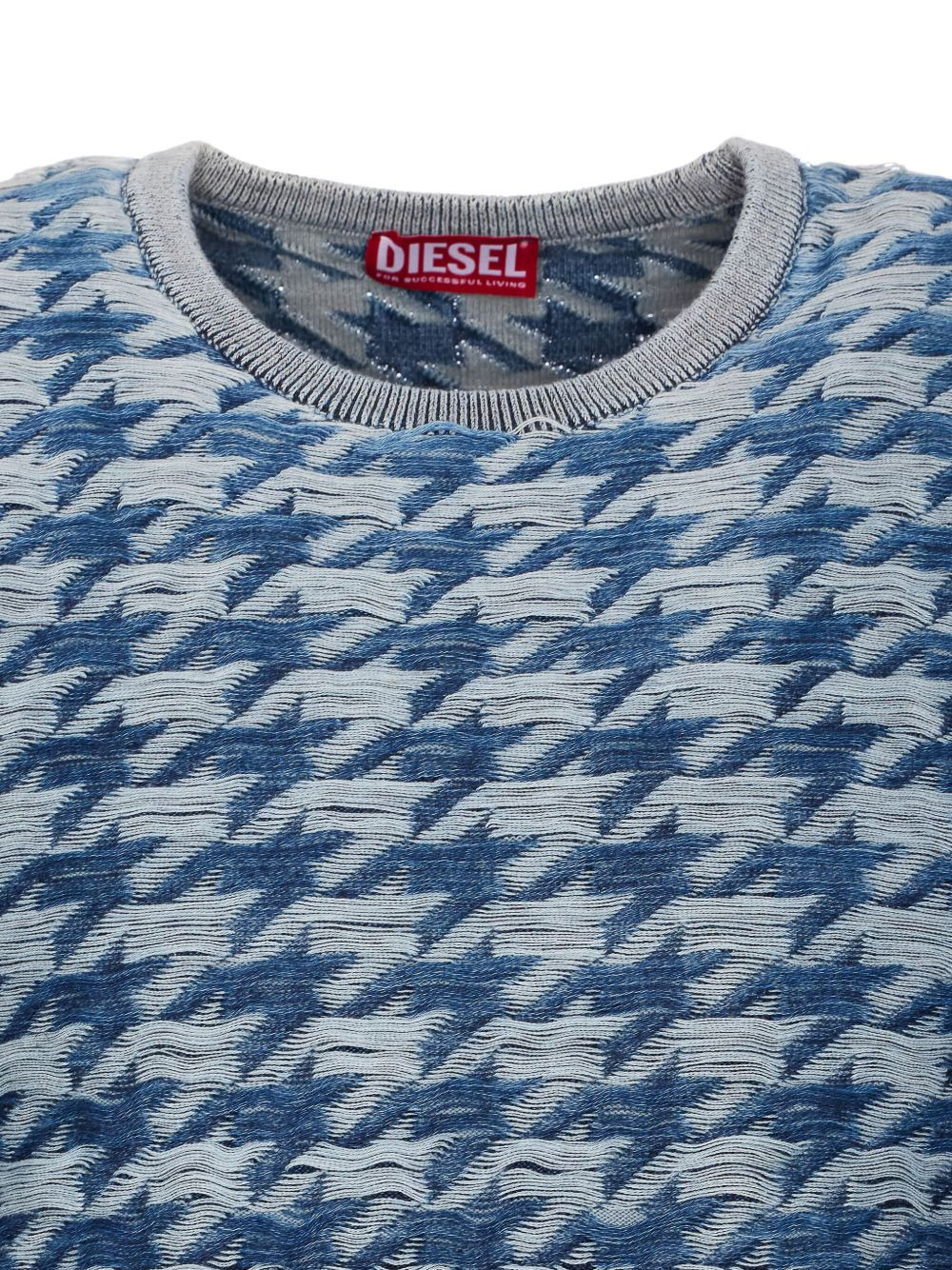 houndstooth crew-neck sweater - 4