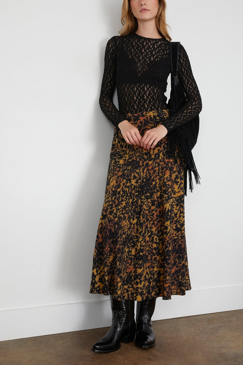 ULLA JOHNSON Chesca High Waisted Bias Skirt in Savannah outlook