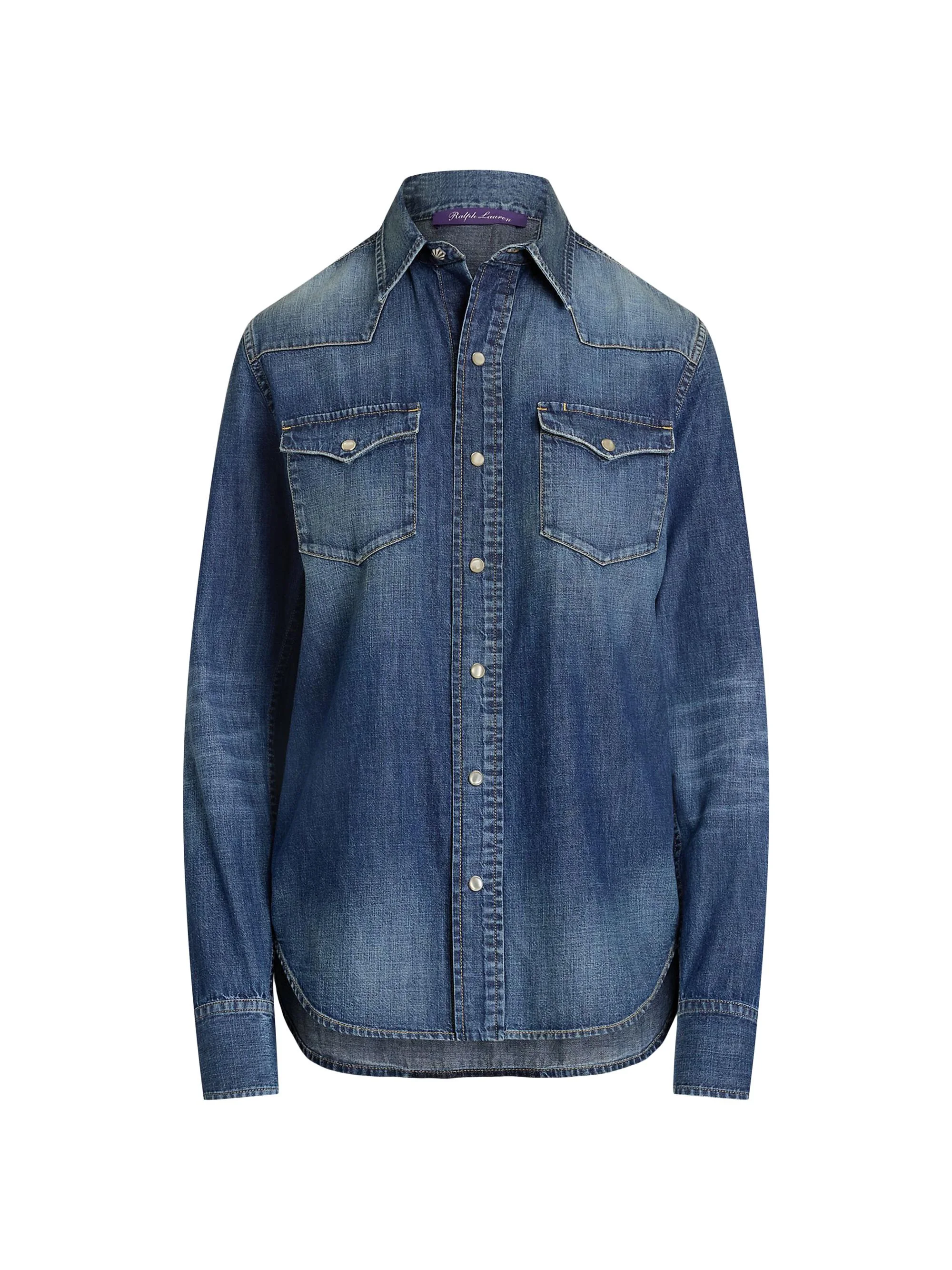 Women's Denim Snap-Front Long-Sleeve Top - Blue Ridge Breeze Wash - 1